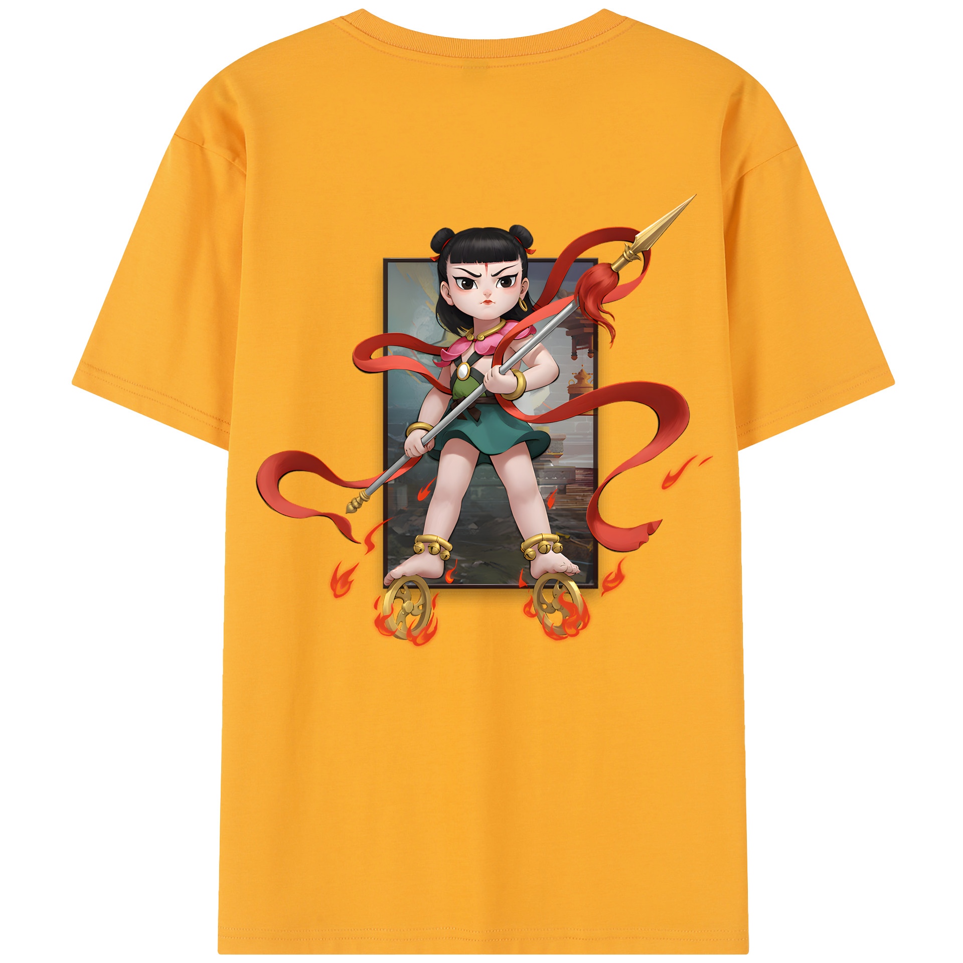 （画像用） Ne Zha 2 ナタ 魔童の大暴れ 綿100％半袖Tシャツ（背面プリント）