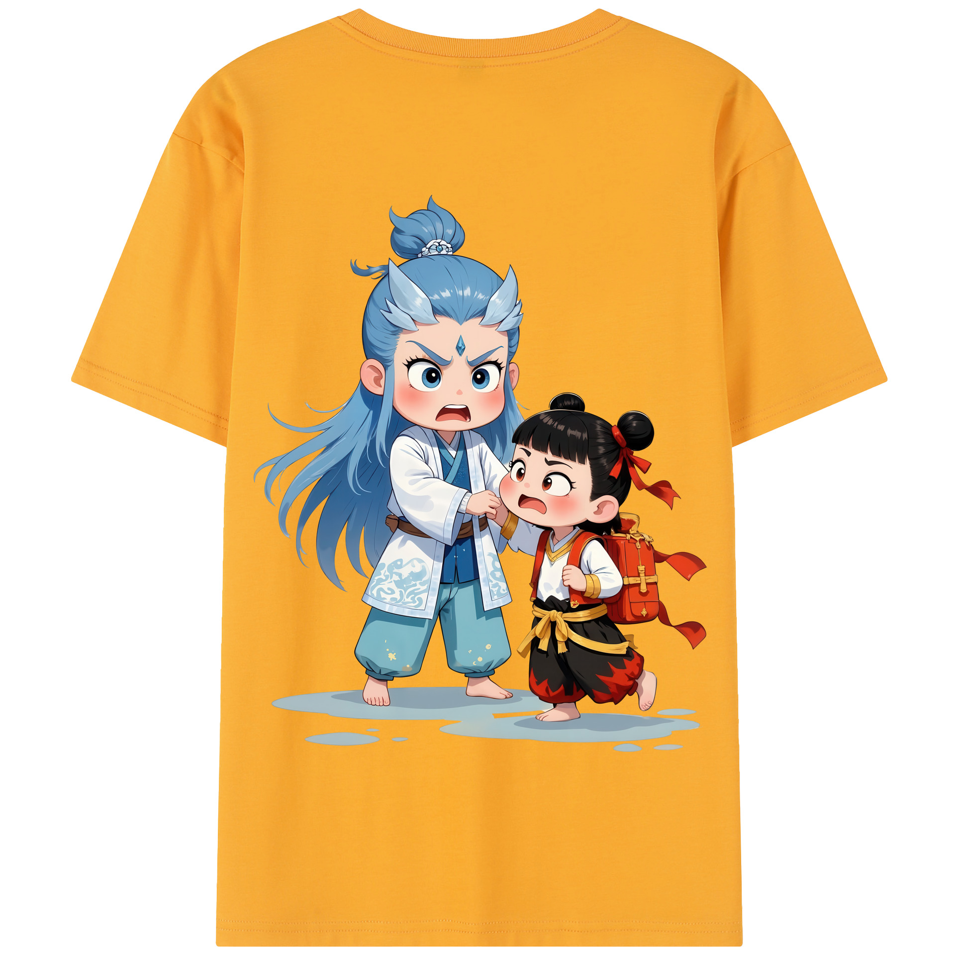 （画像用） Ne Zha 2 ナタ 魔童の大暴れ 綿100％半袖Tシャツ（背面プリント）