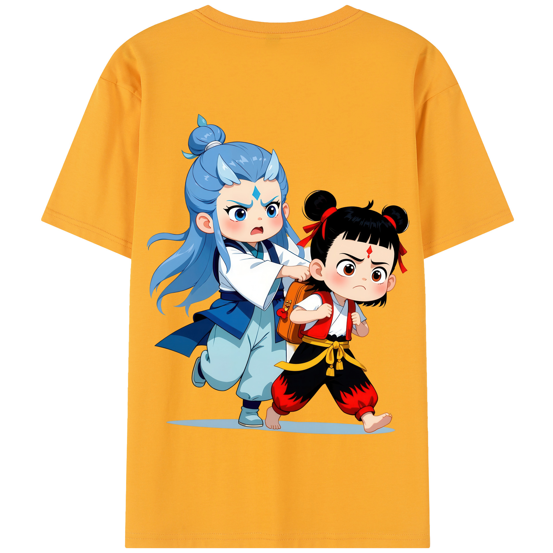 （画像用） Ne Zha 2 ナタ 魔童の大暴れ 綿100％半袖Tシャツ（背面プリント）