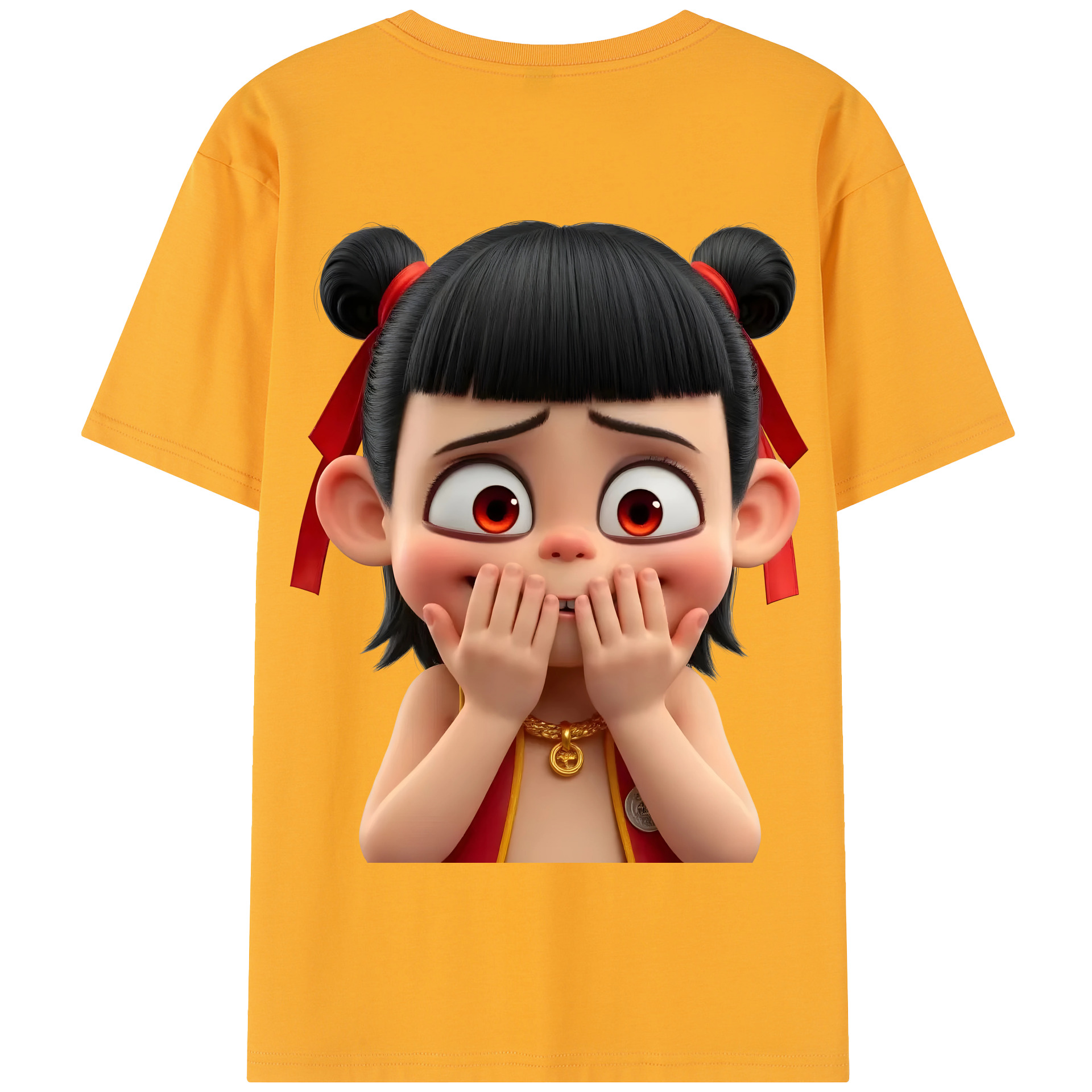 （画像用） Ne Zha 2 ナタ 魔童の大暴れ 綿100％半袖Tシャツ（背面プリント）