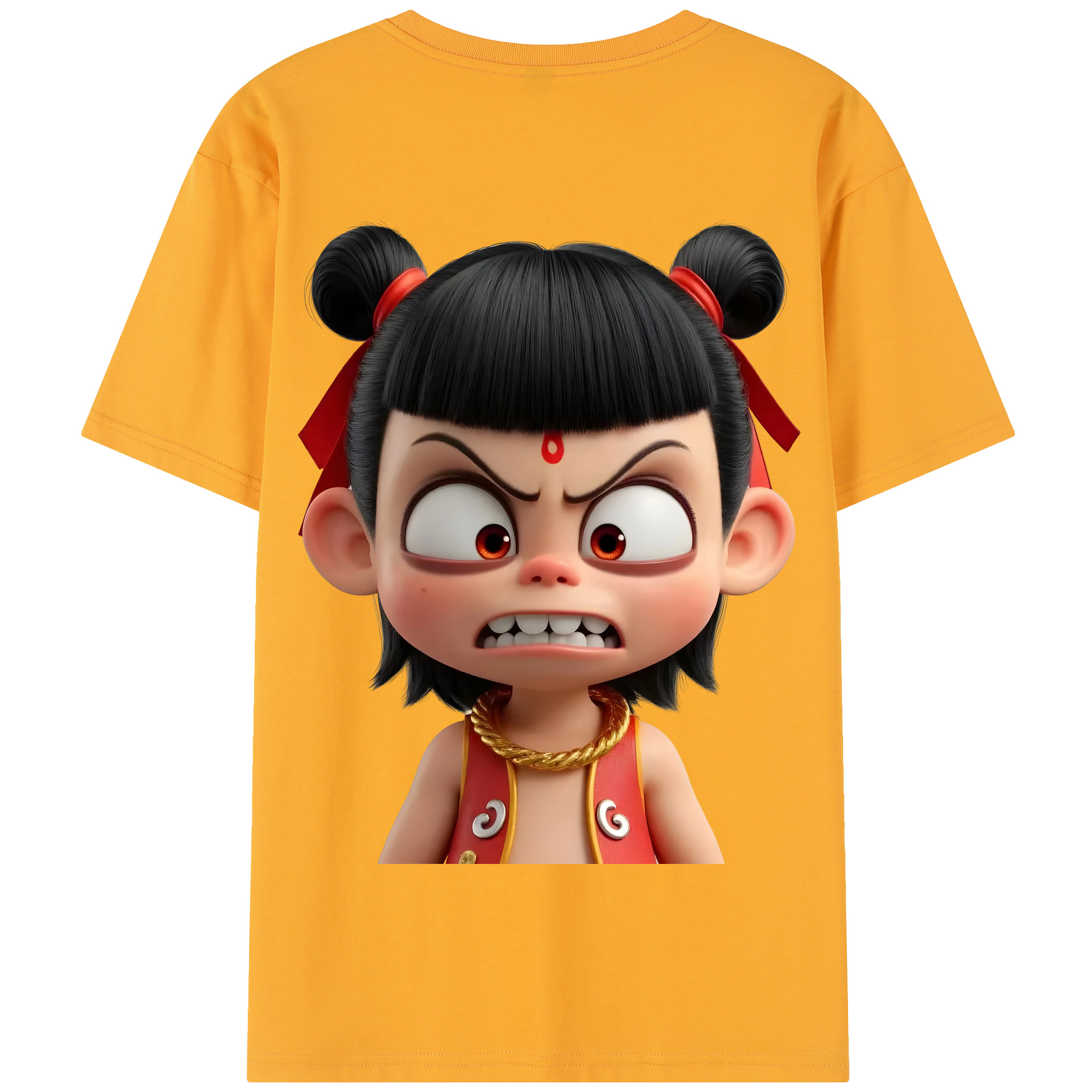 （画像用） Ne Zha 2 ナタ 魔童の大暴れ 綿100％半袖Tシャツ（背面プリント）