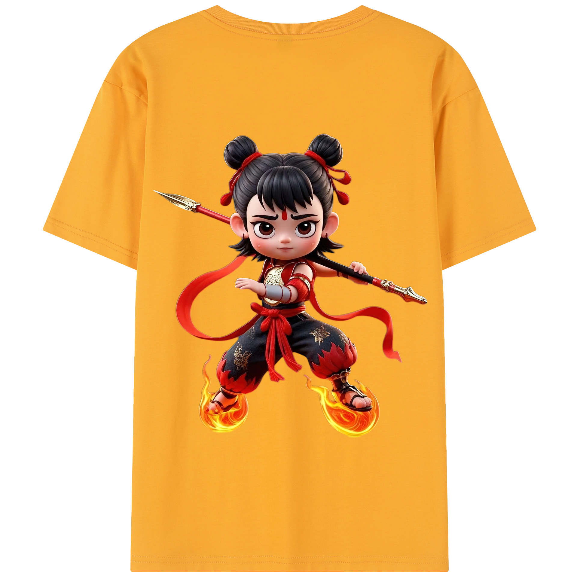 （画像用） Ne Zha 2 ナタ 魔童の大暴れ 綿100％半袖Tシャツ（背面プリント）