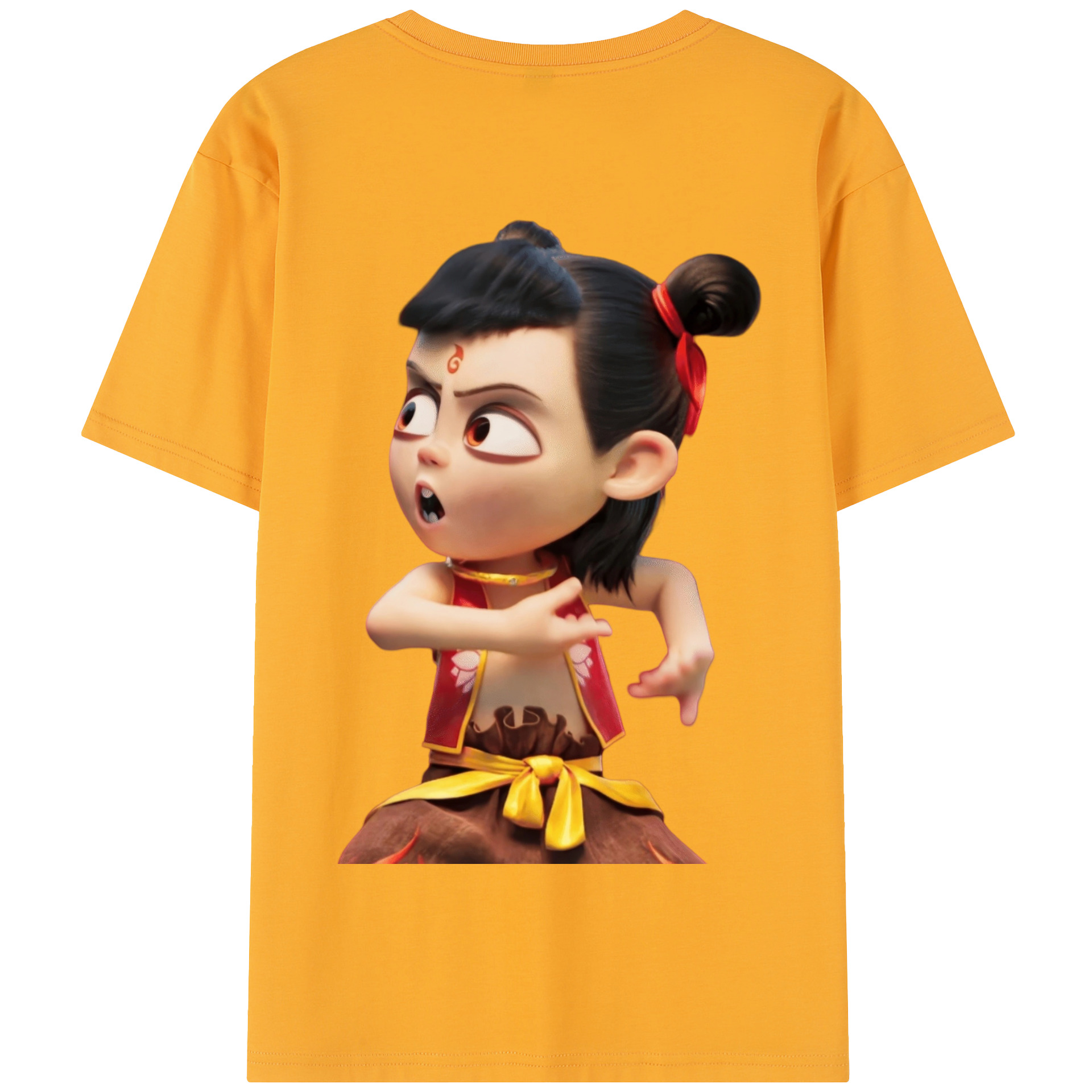 （画像用） Ne Zha 2 ナタ 魔童の大暴れ 綿100％半袖Tシャツ（背面プリント）