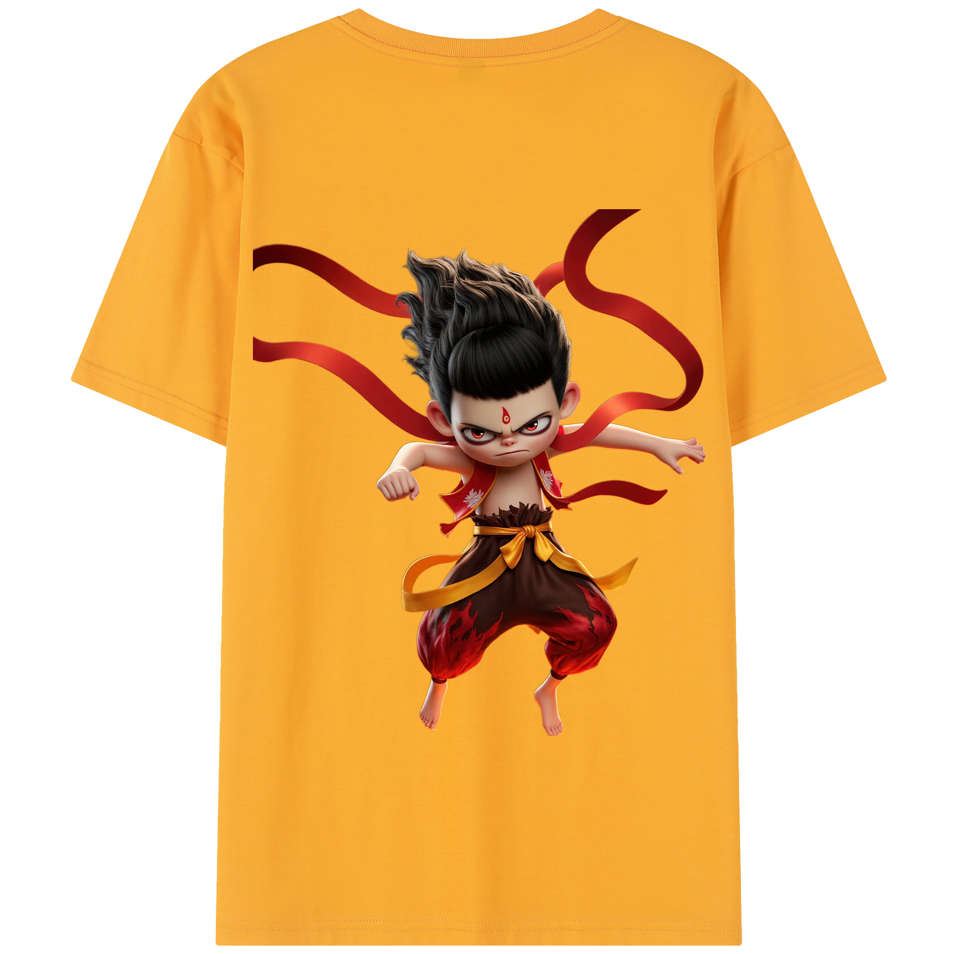 （画像用） Ne Zha 2 ナタ 魔童の大暴れ 綿100％半袖Tシャツ（背面プリント）