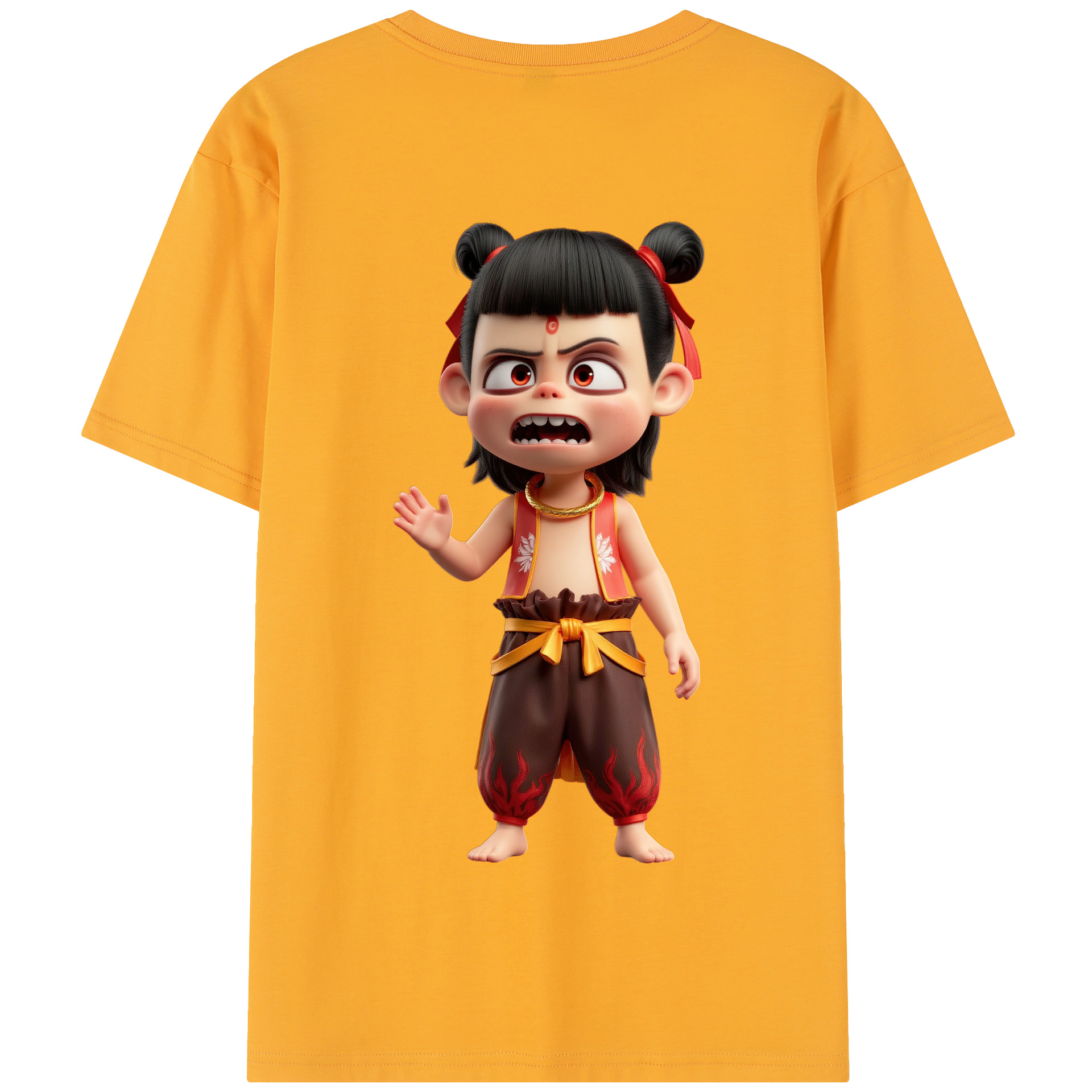 （画像用） Ne Zha 2 ナタ 魔童の大暴れ 綿100％半袖Tシャツ（背面プリント）