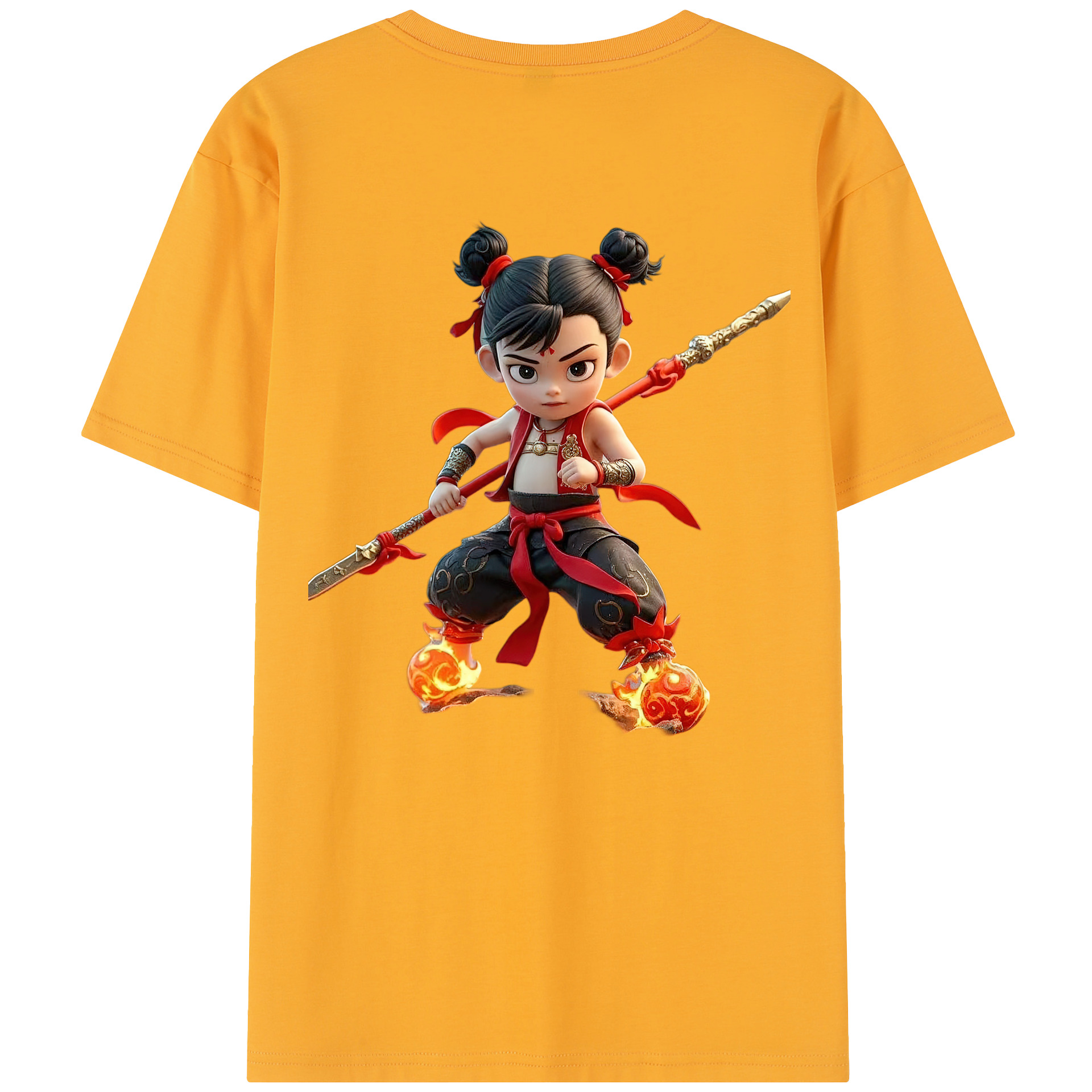（画像用） Ne Zha 2 ナタ 魔童の大暴れ 綿100％半袖Tシャツ（背面プリント）
