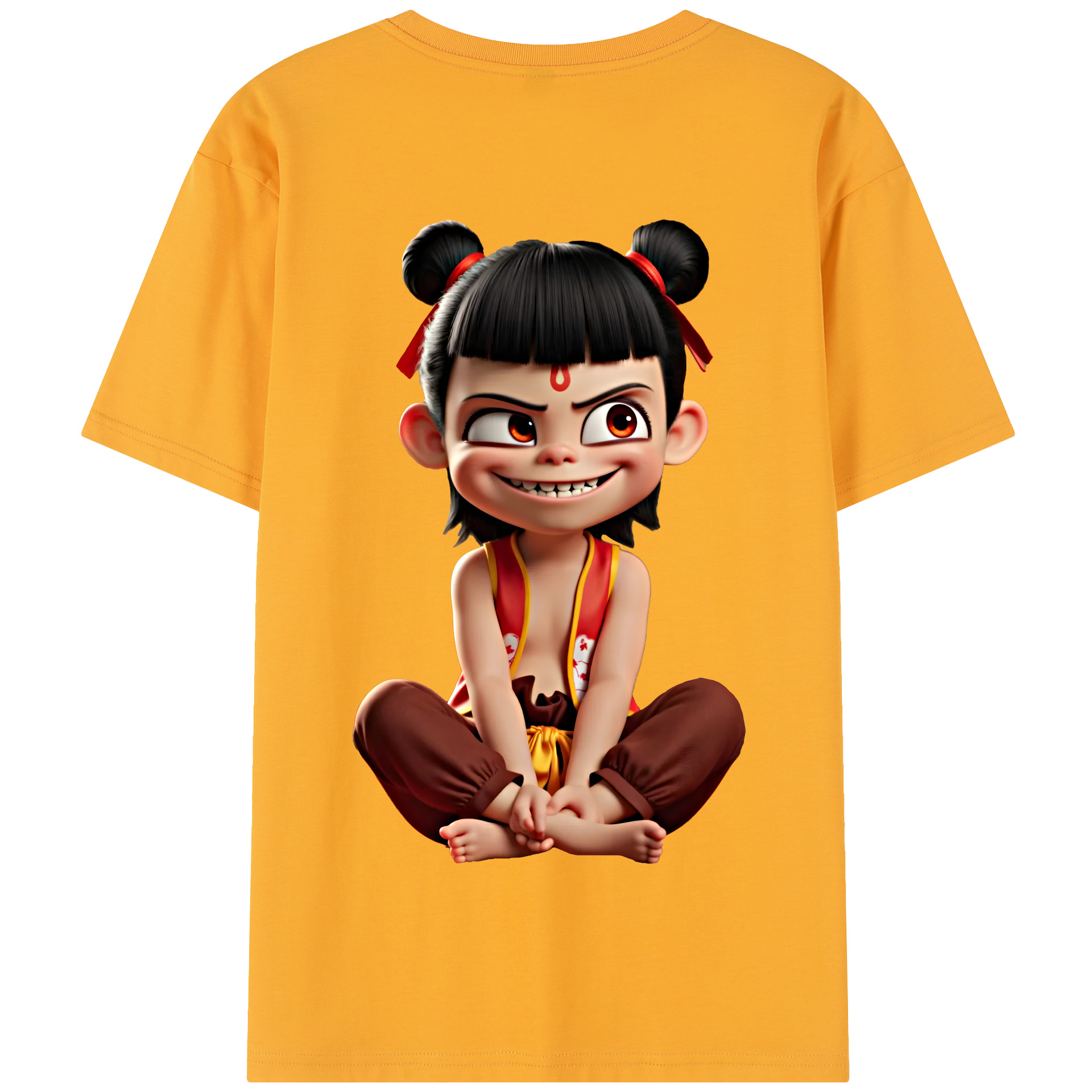 （画像用） Ne Zha 2 ナタ 魔童の大暴れ 綿100％半袖Tシャツ（背面プリント）