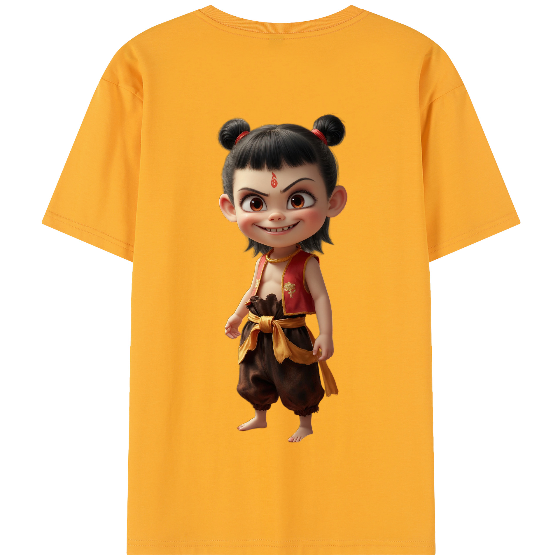 （画像用） Ne Zha 2 ナタ 魔童の大暴れ 綿100％半袖Tシャツ（背面プリント）