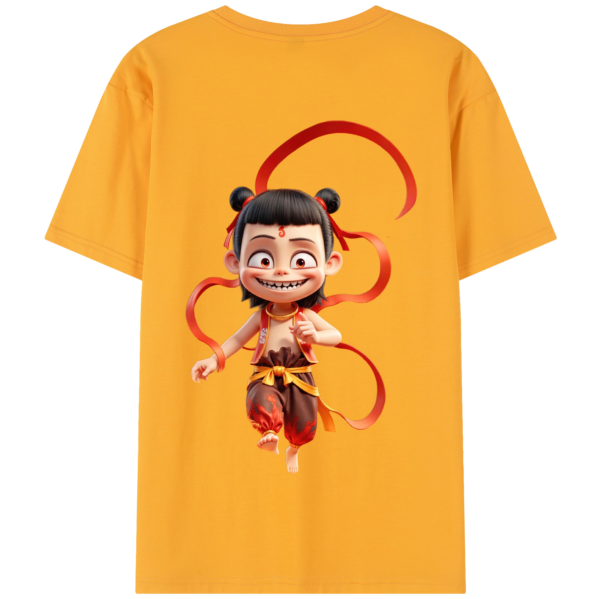 （画像用） Ne Zha 2 ナタ 魔童の大暴れ 綿100％半袖Tシャツ（背面プリント）