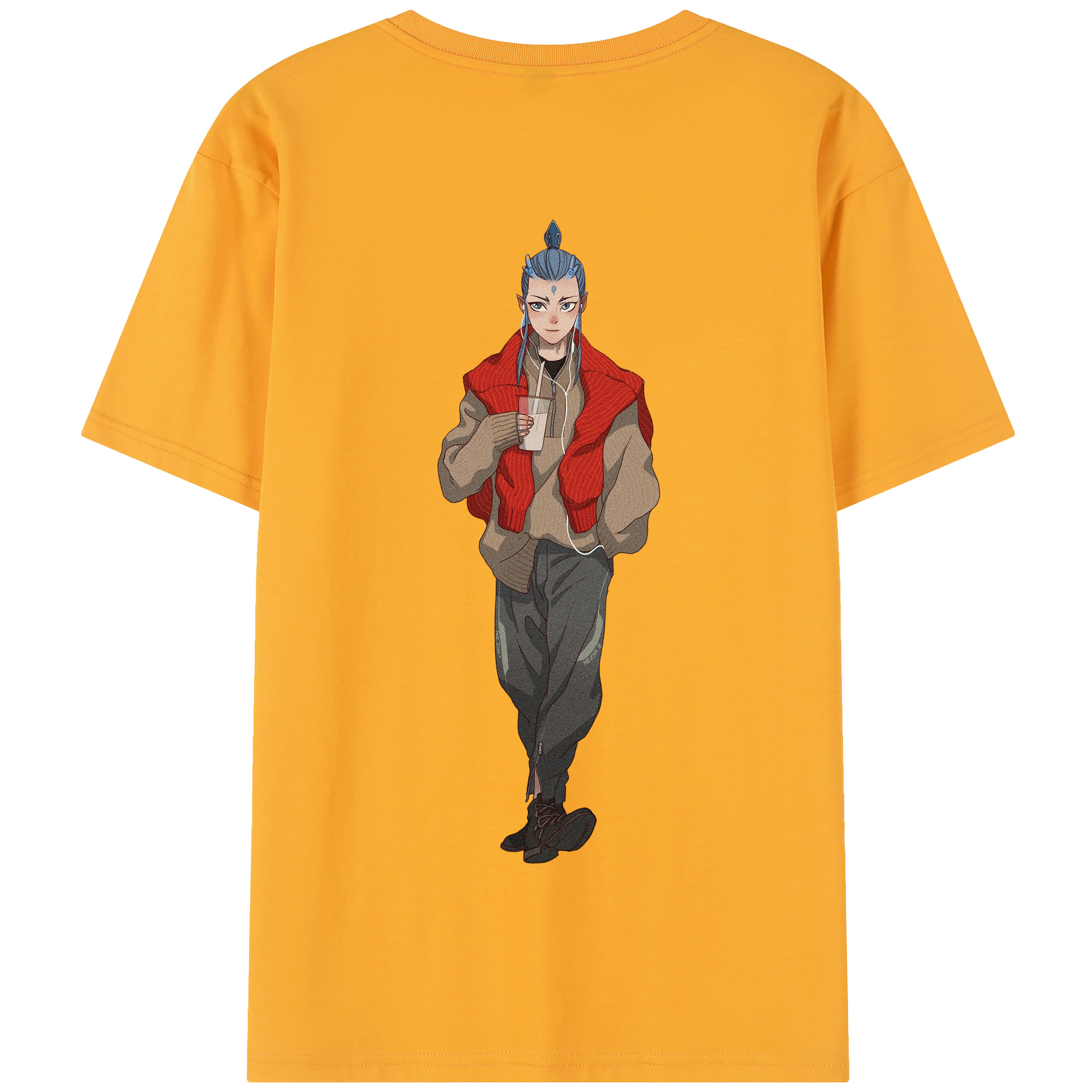 （画像用） Ne Zha 2 ナタ 魔童の大暴れ 綿100％半袖Tシャツ（背面プリント）