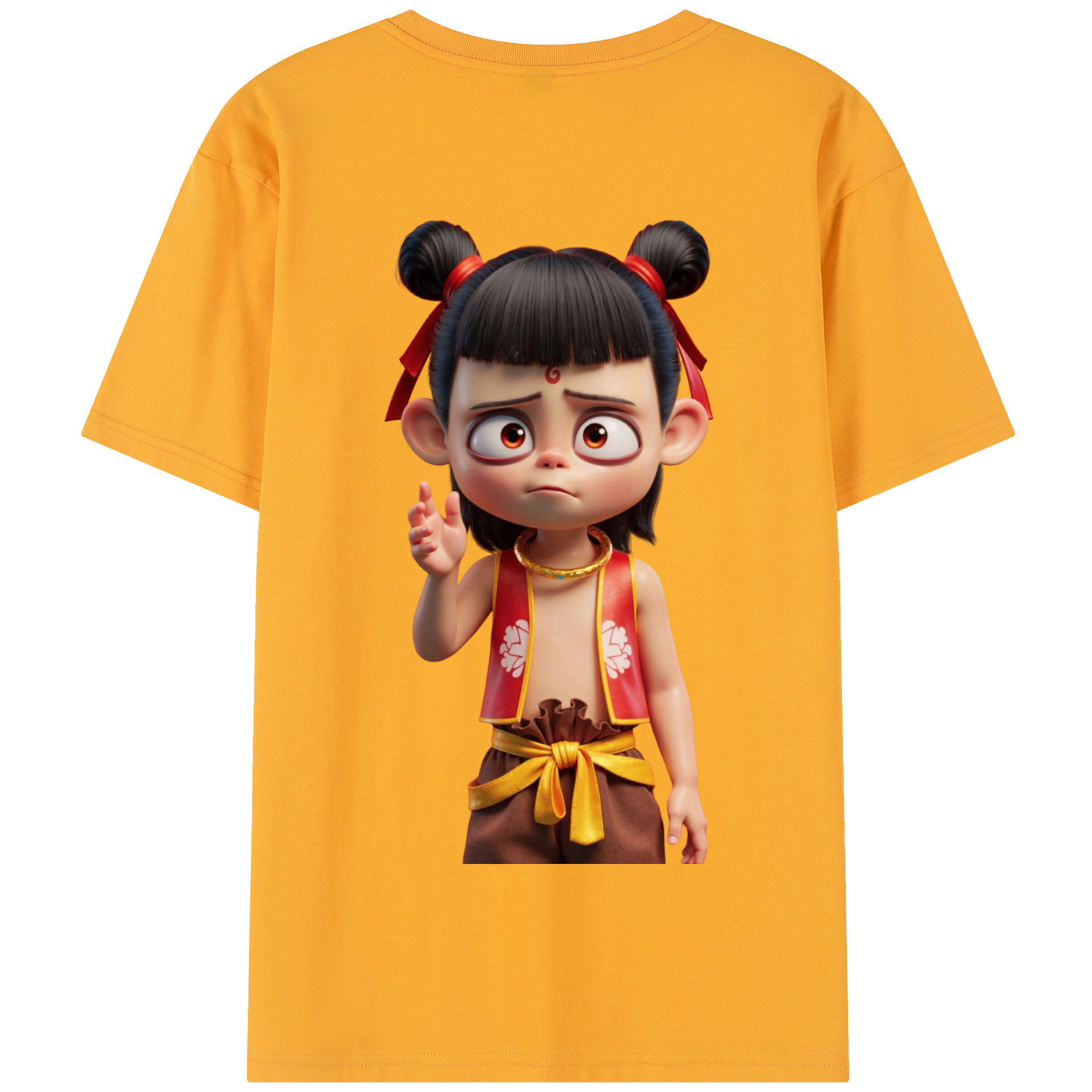（画像用） Ne Zha 2 ナタ 魔童の大暴れ 綿100％半袖Tシャツ（背面プリント）