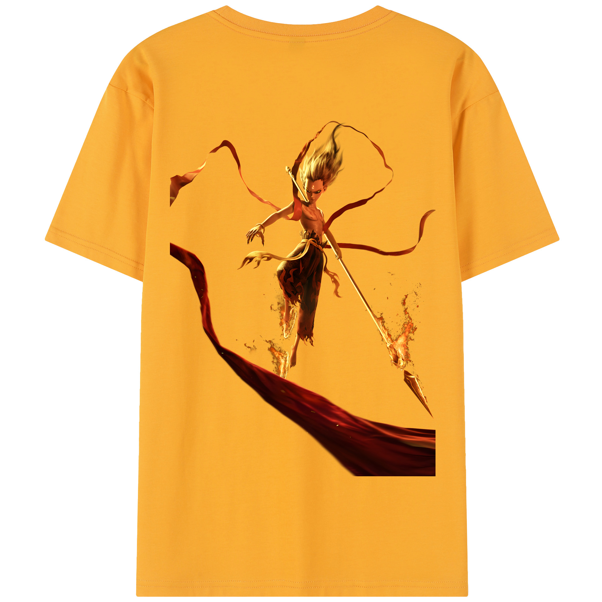 （画像用） Ne Zha 2 ナタ 魔童の大暴れ 綿100％半袖Tシャツ（背面プリント）