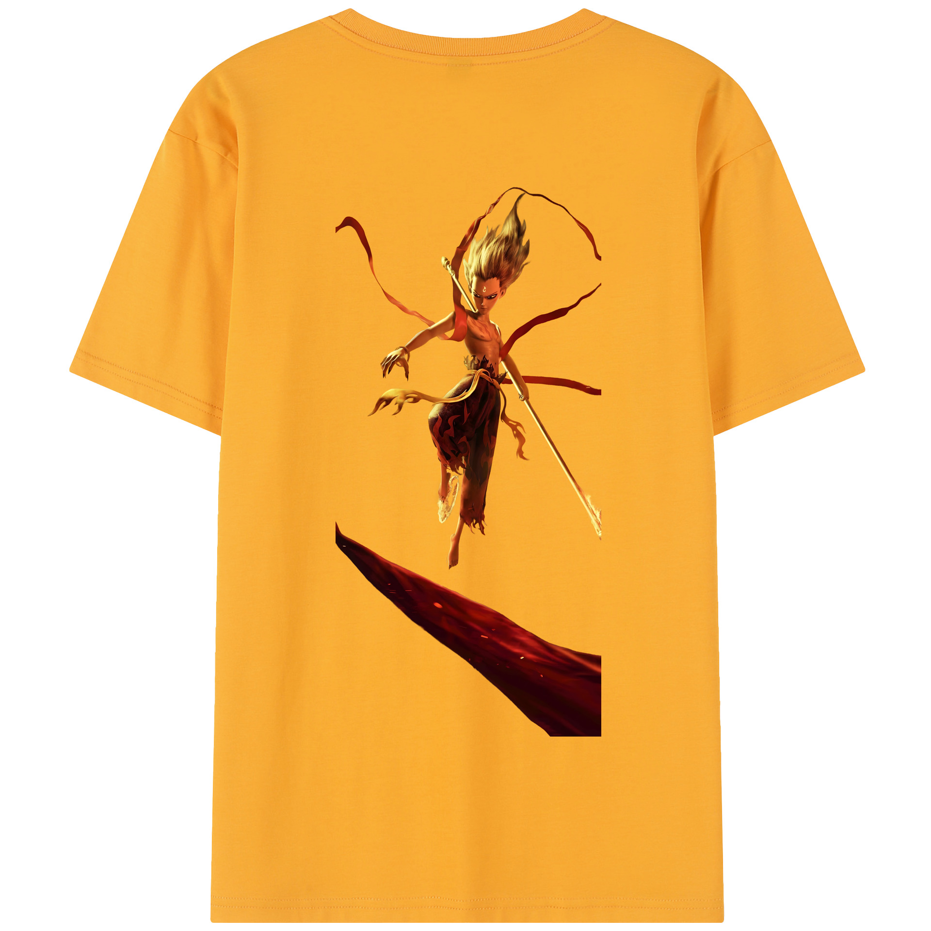 （画像用） Ne Zha 2 ナタ 魔童の大暴れ 綿100％半袖Tシャツ（背面プリント）