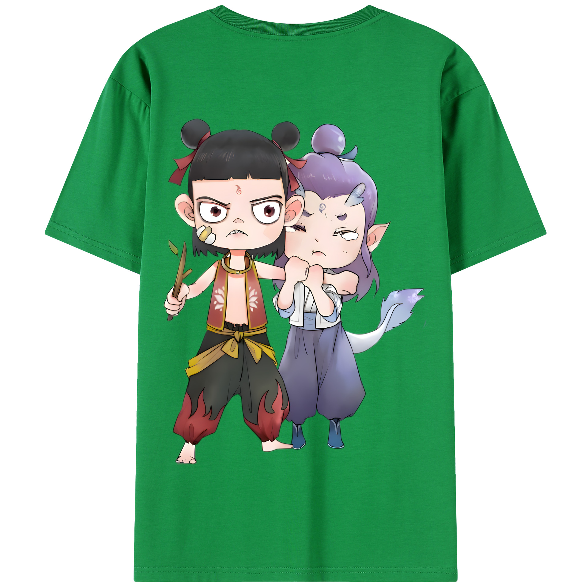 （画像用） Ne Zha 2 ナタ 魔童の大暴れ 綿100％半袖Tシャツ（背面プリント）