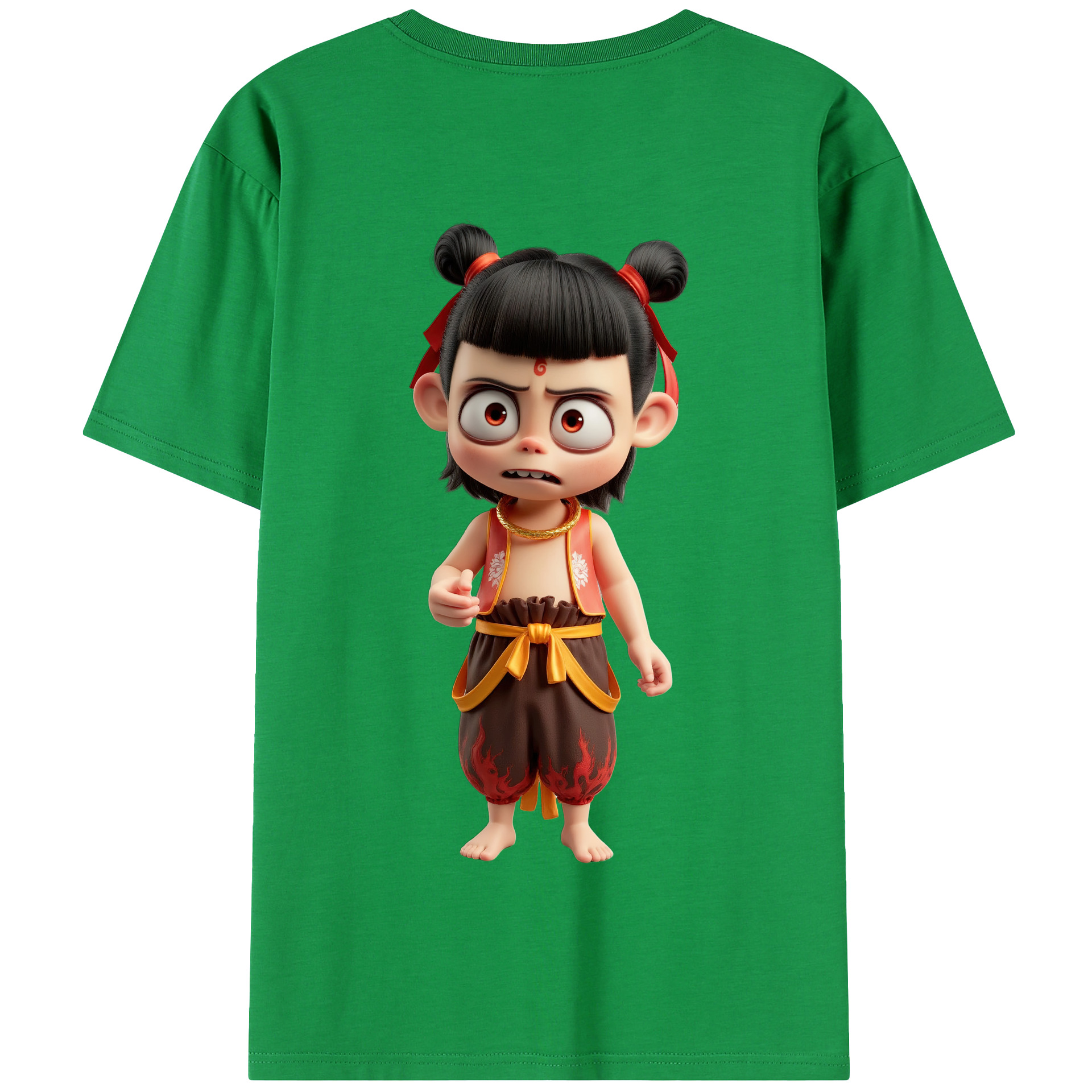 （画像用） Ne Zha 2 ナタ 魔童の大暴れ 綿100％半袖Tシャツ（背面プリント）