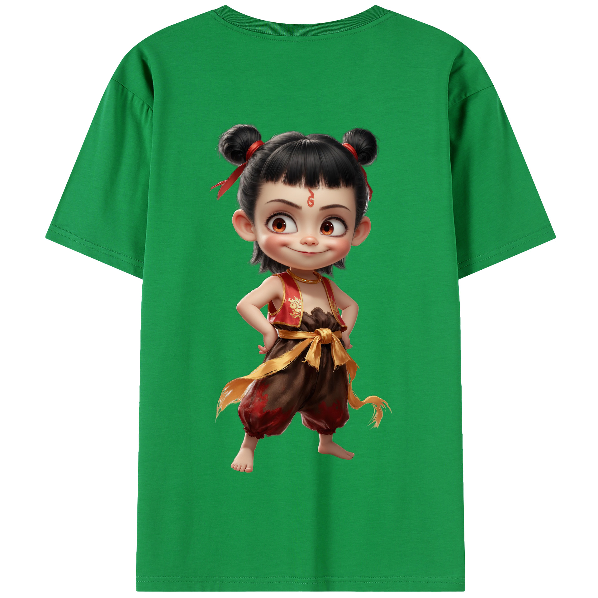（画像用） Ne Zha 2 ナタ 魔童の大暴れ 綿100％半袖Tシャツ（背面プリント）