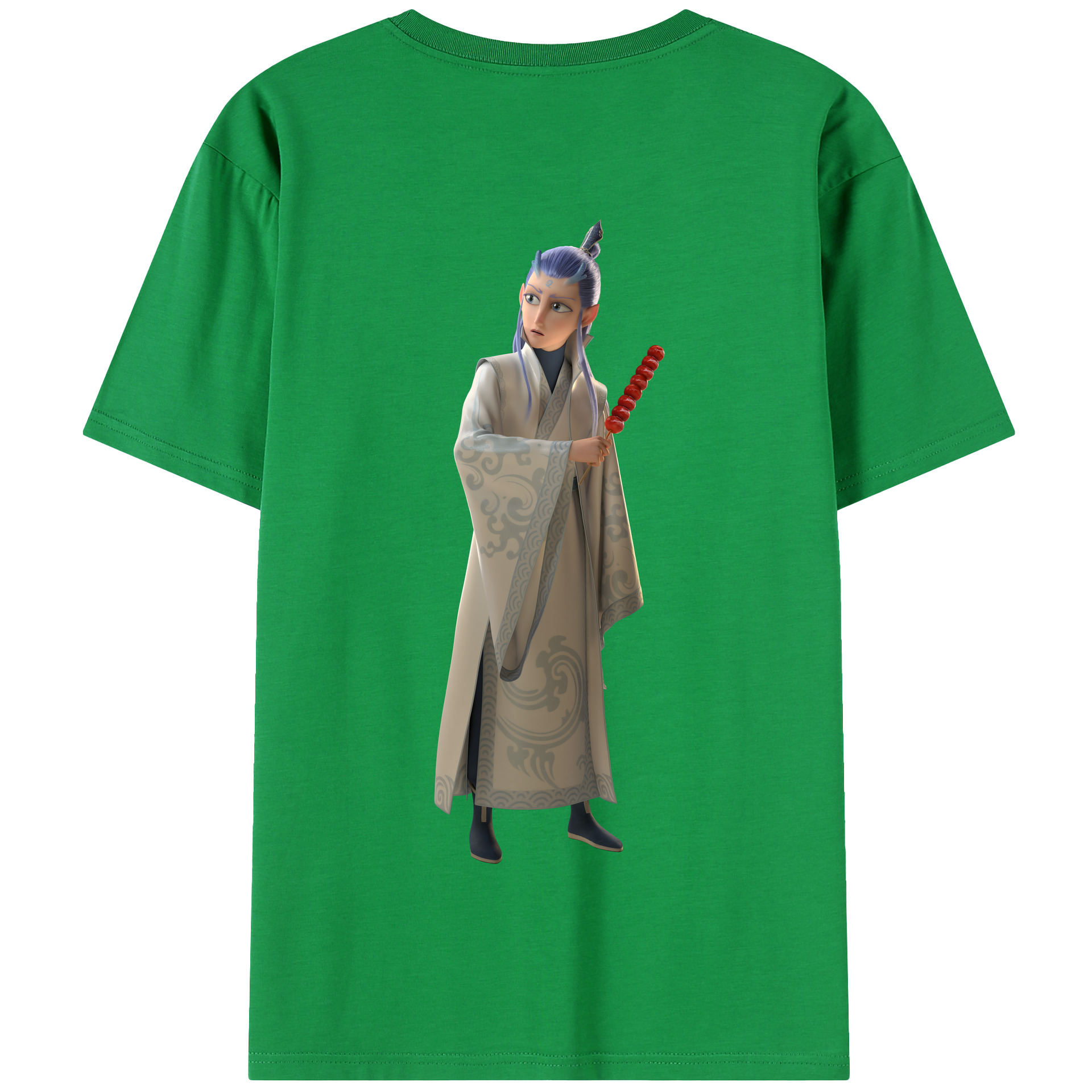 （画像用） Ne Zha 2 ナタ 魔童の大暴れ 綿100％半袖Tシャツ（背面プリント）
