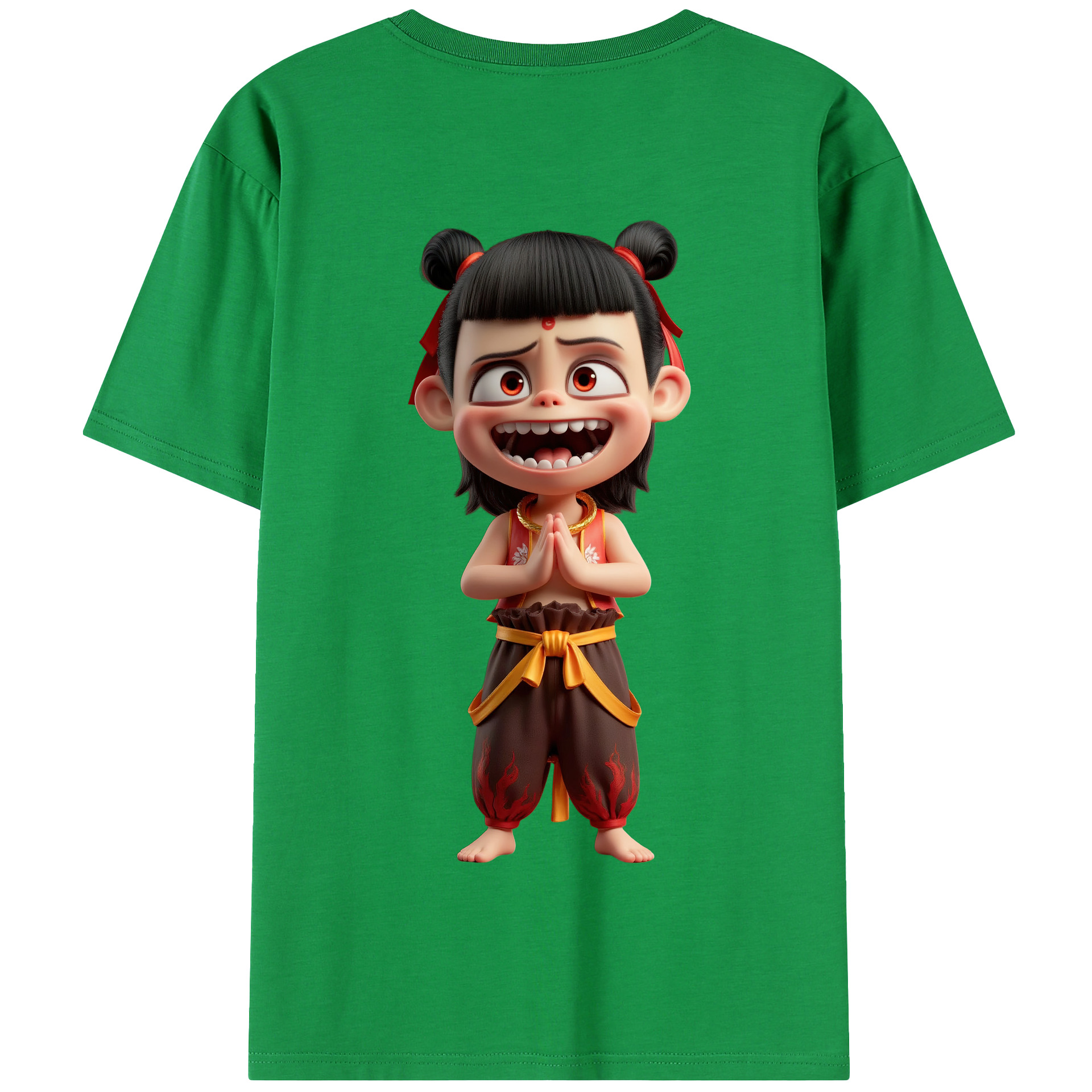 （画像用） Ne Zha 2 ナタ 魔童の大暴れ 綿100％半袖Tシャツ（背面プリント）