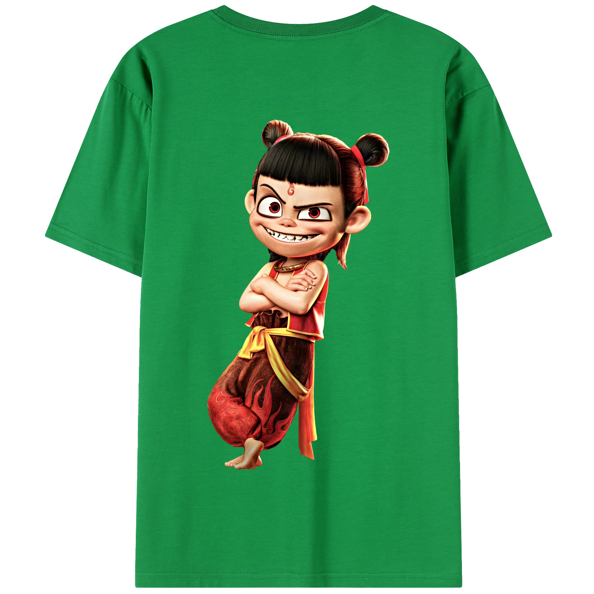 （画像用） Ne Zha 2 ナタ 魔童の大暴れ 綿100％半袖Tシャツ（背面プリント）