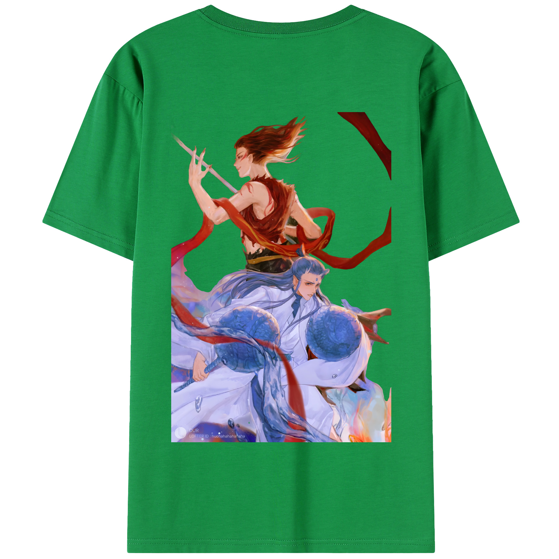 （画像用） Ne Zha 2 ナタ 魔童の大暴れ 綿100％半袖Tシャツ（背面プリント）