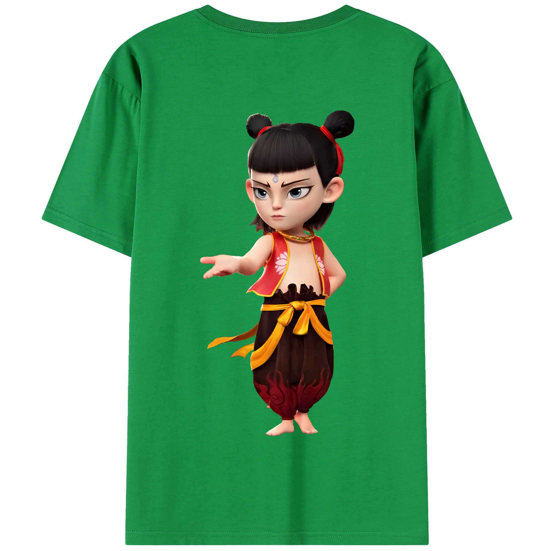 （画像用） Ne Zha 2 ナタ 魔童の大暴れ 綿100％半袖Tシャツ（背面プリント）