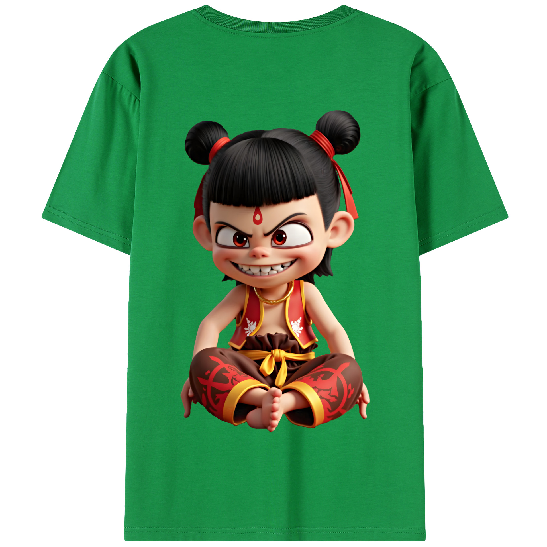 （画像用） Ne Zha 2 ナタ 魔童の大暴れ 綿100％半袖Tシャツ（背面プリント）