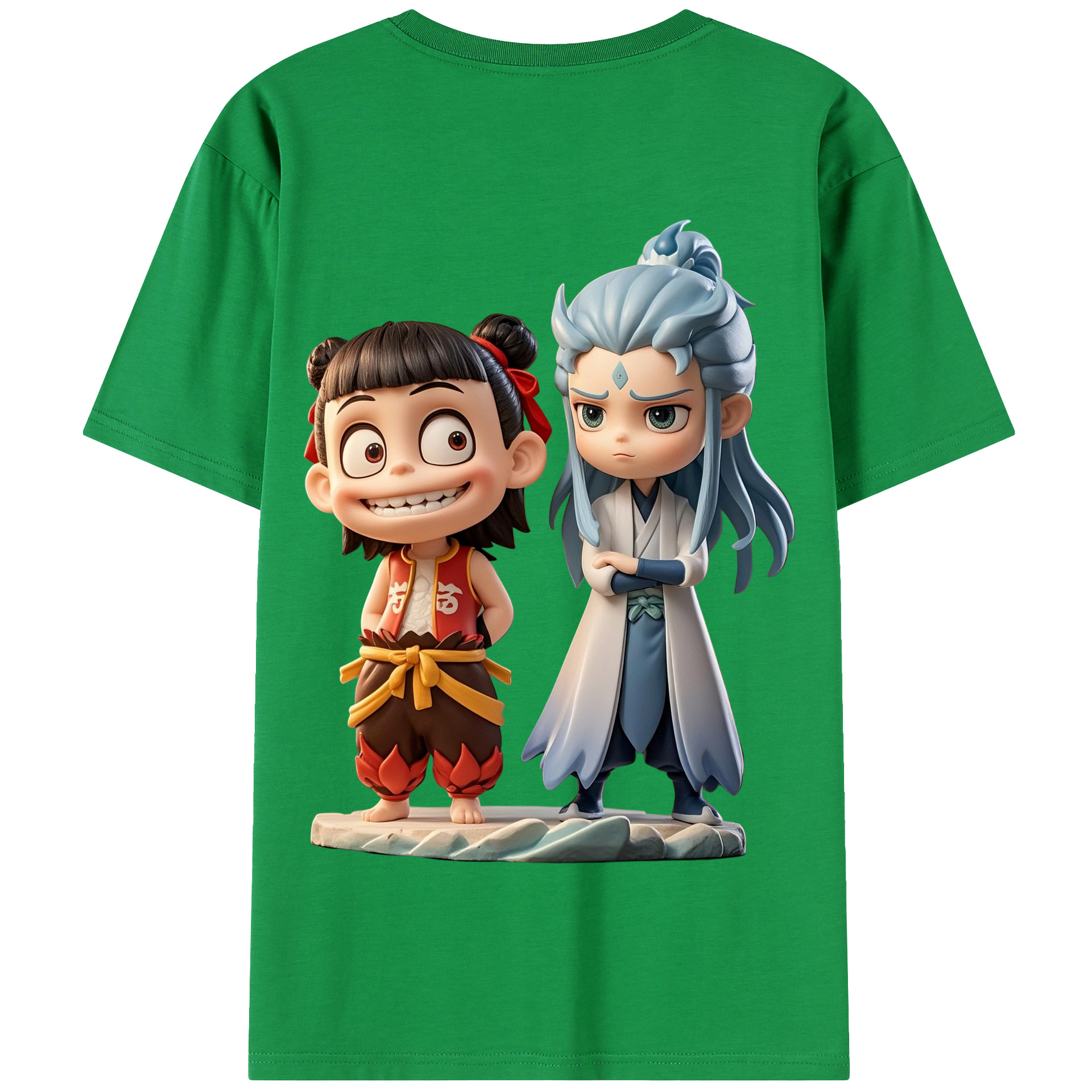 （画像用） Ne Zha 2 ナタ 魔童の大暴れ 綿100％半袖Tシャツ（背面プリント）