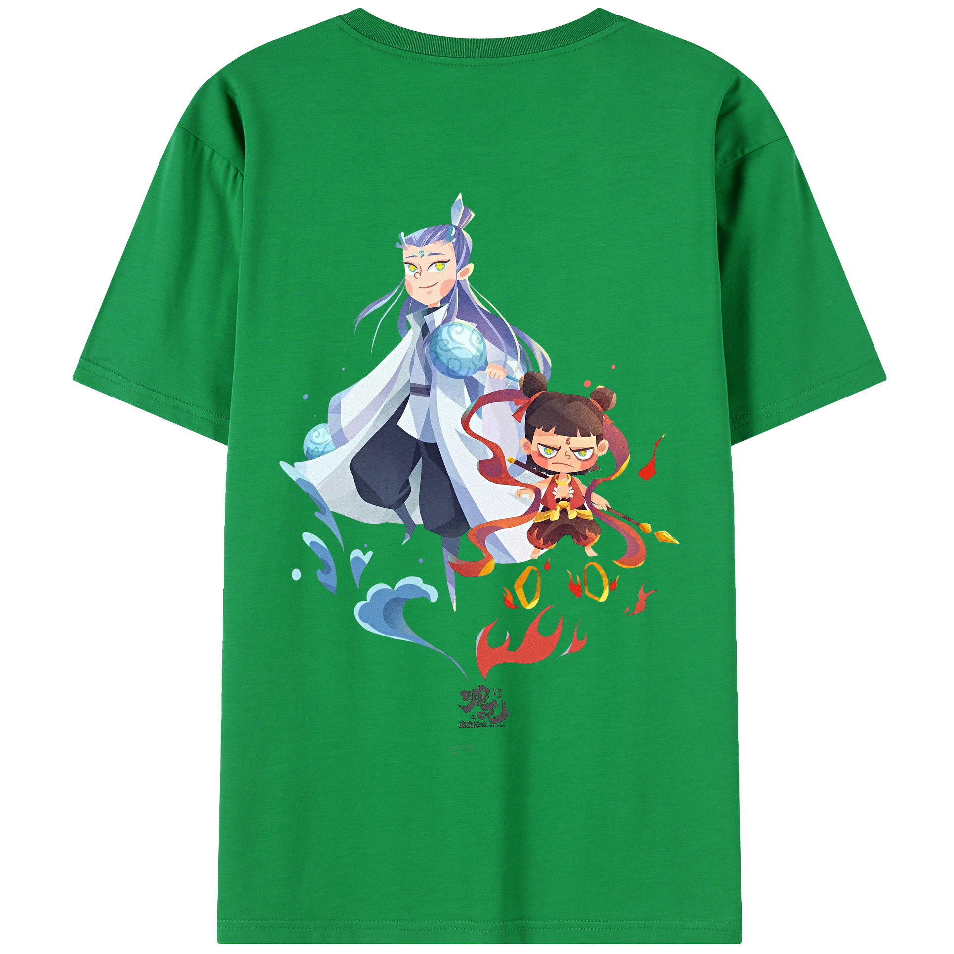 （画像用） Ne Zha 2 ナタ 魔童の大暴れ 綿100％半袖Tシャツ（背面プリント）