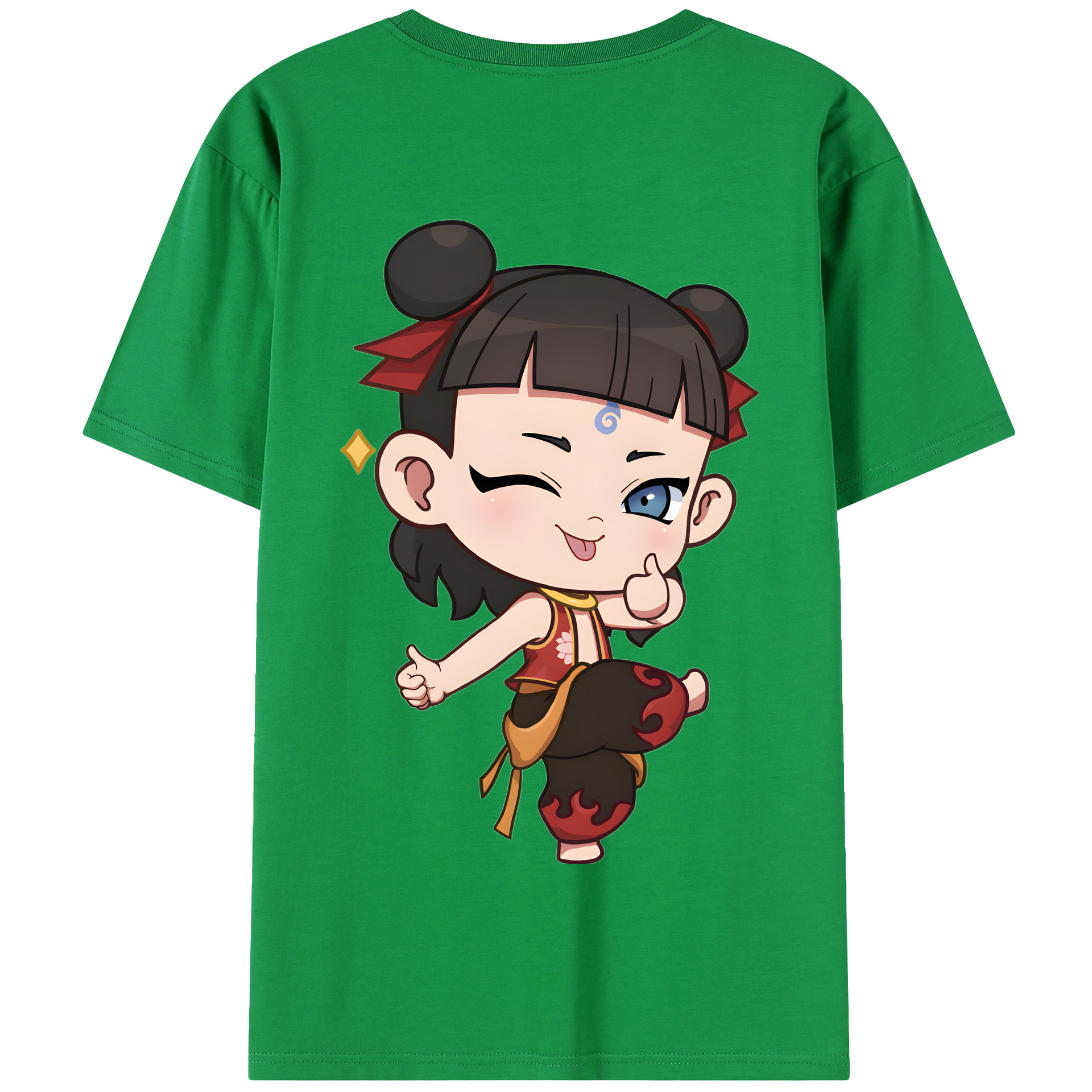 （画像用） Ne Zha 2 ナタ 魔童の大暴れ 綿100％半袖Tシャツ（背面プリント）