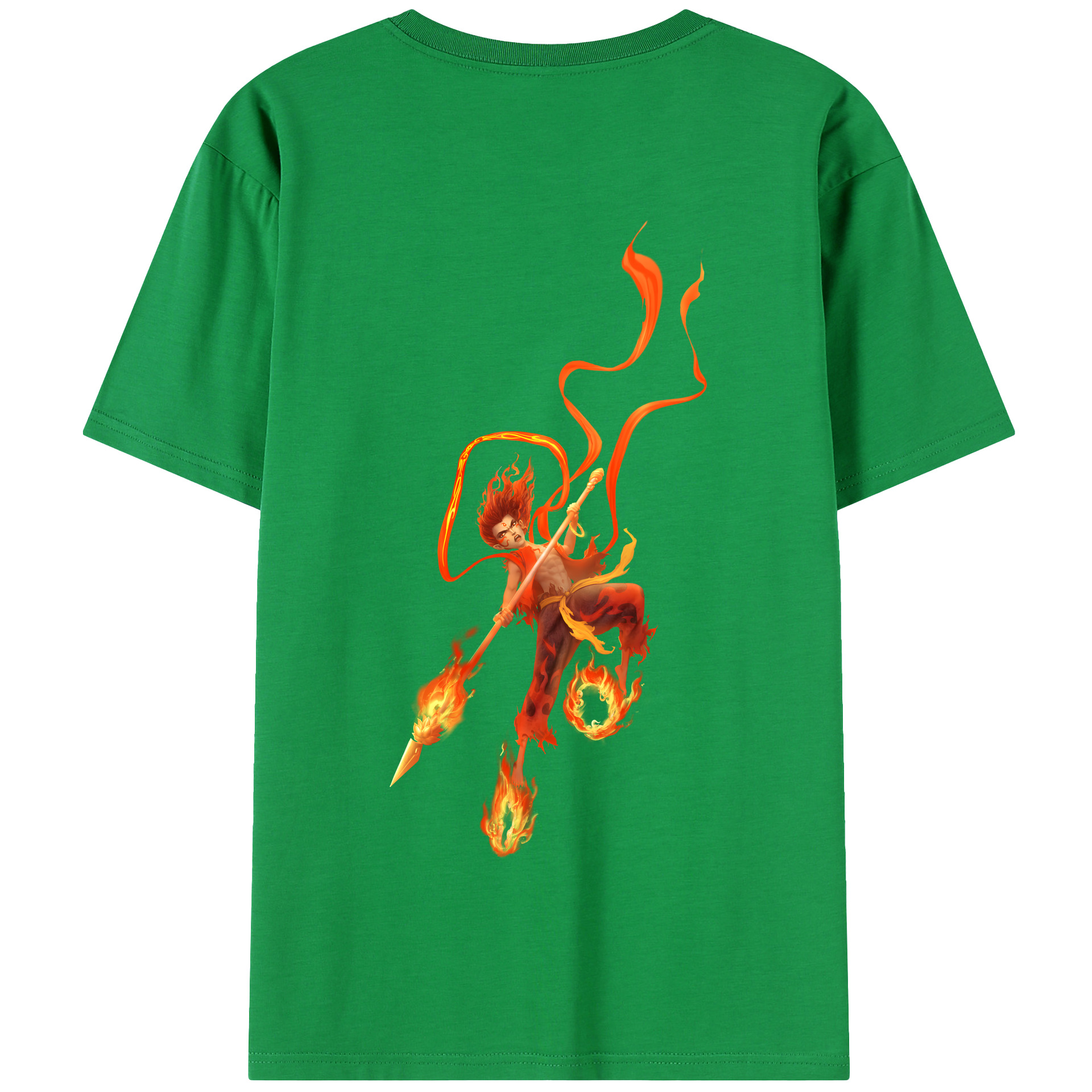 （画像用） Ne Zha 2 ナタ 魔童の大暴れ 綿100％半袖Tシャツ（背面プリント）