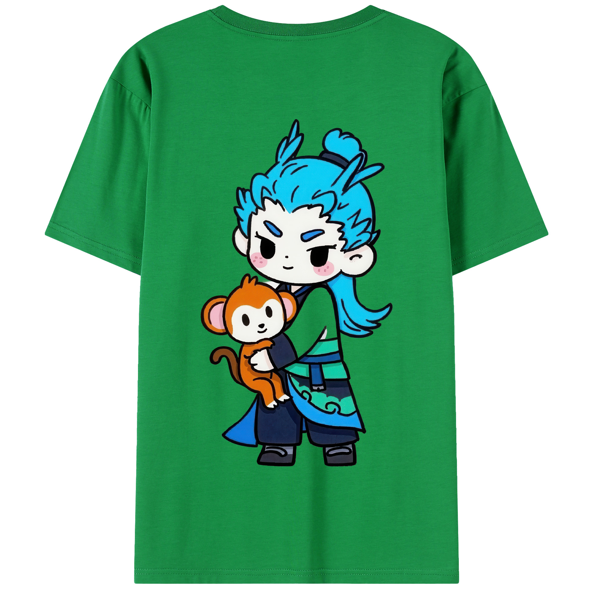 （画像用） Ne Zha 2 ナタ 魔童の大暴れ 綿100％半袖Tシャツ（背面プリント）