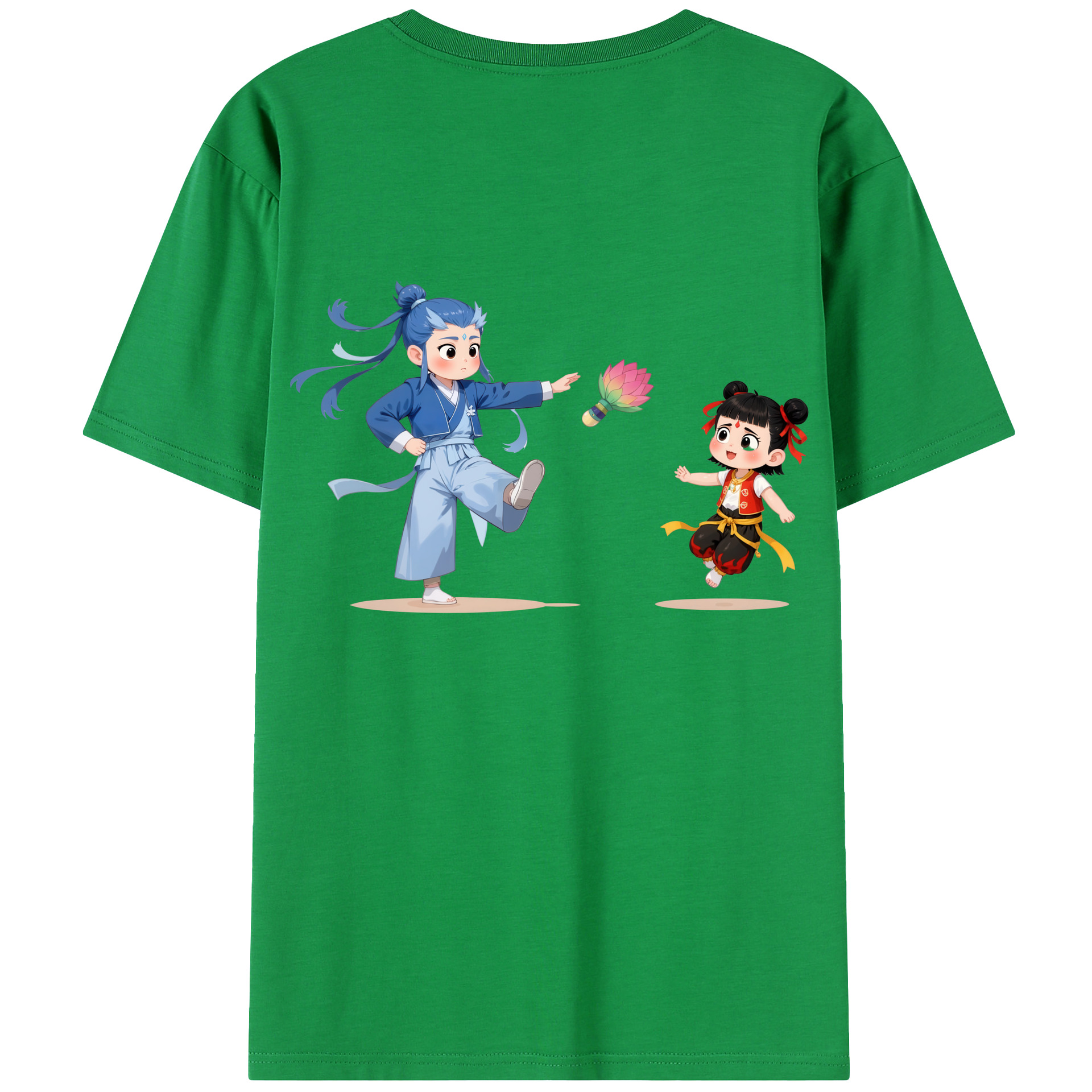 （画像用） Ne Zha 2 ナタ 魔童の大暴れ 綿100％半袖Tシャツ（背面プリント）