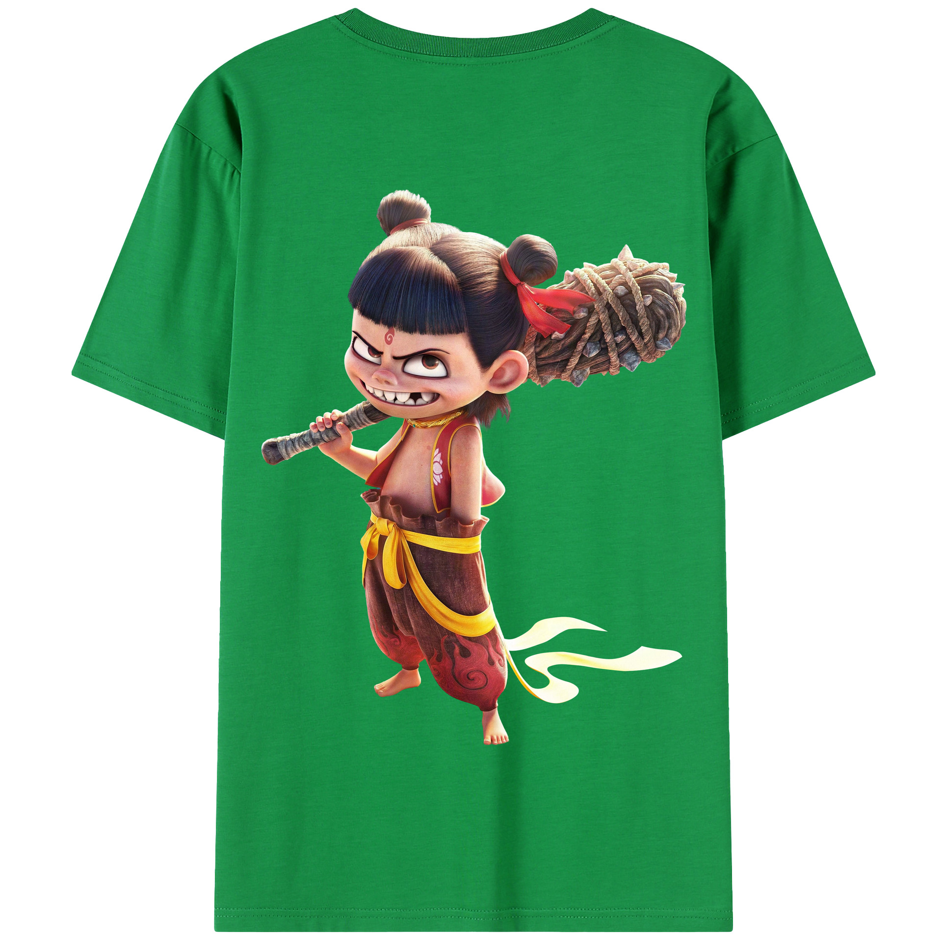 （画像用） Ne Zha 2 ナタ 魔童の大暴れ 綿100％半袖Tシャツ（背面プリント）