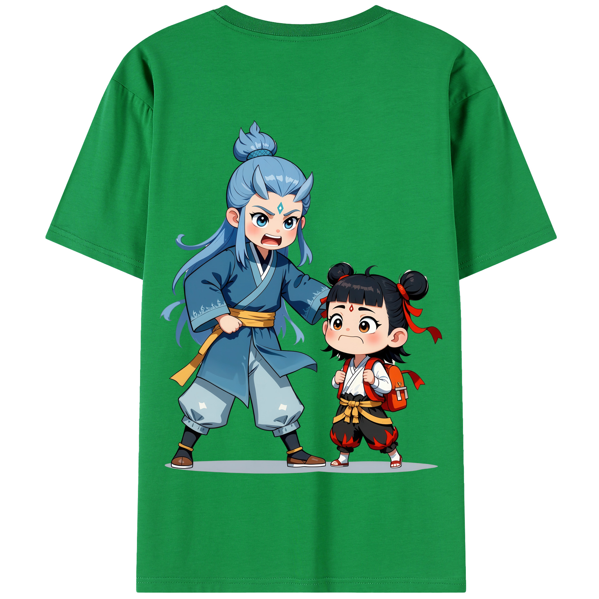 （画像用） Ne Zha 2 ナタ 魔童の大暴れ 綿100％半袖Tシャツ（背面プリント）