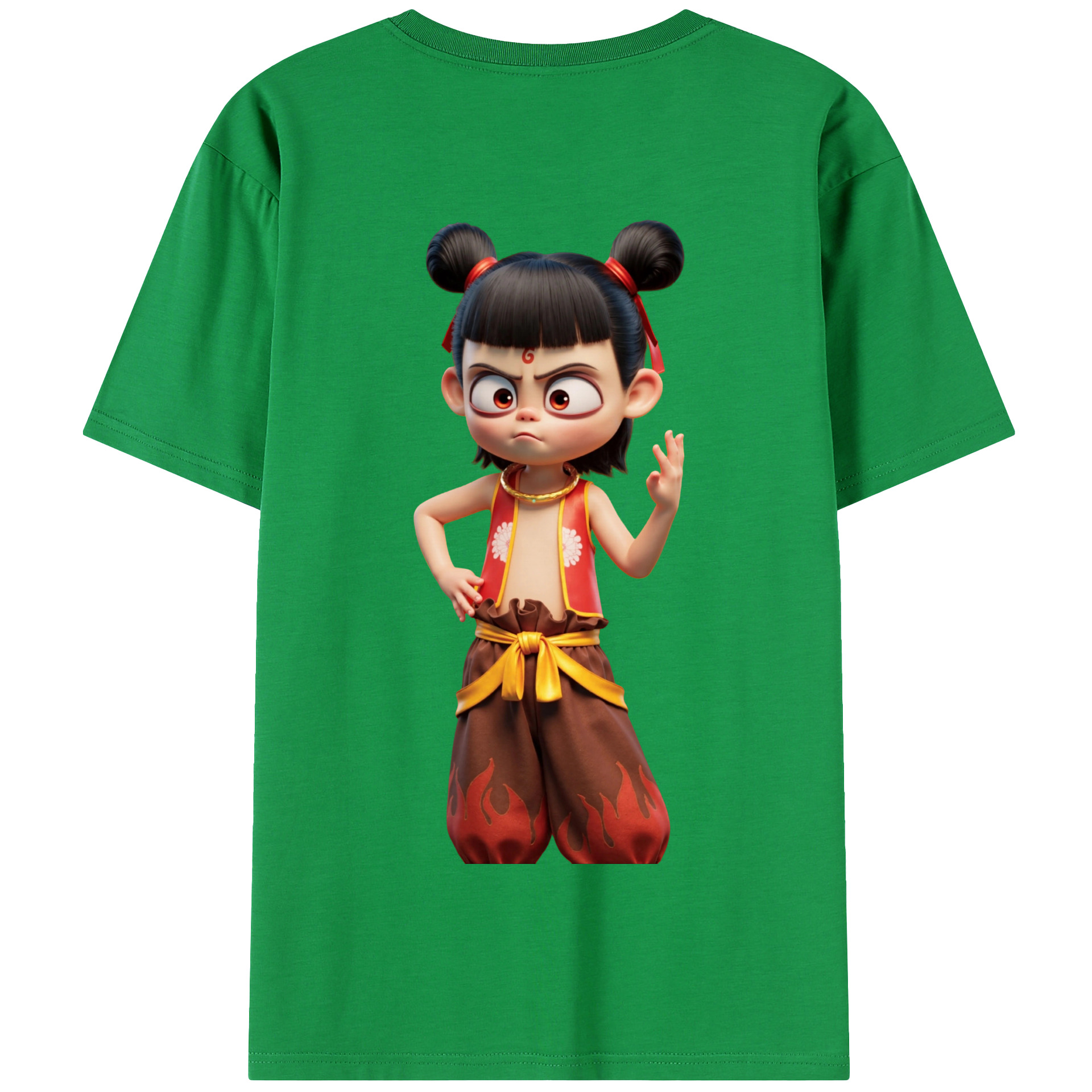 （画像用） Ne Zha 2 ナタ 魔童の大暴れ 綿100％半袖Tシャツ（背面プリント）