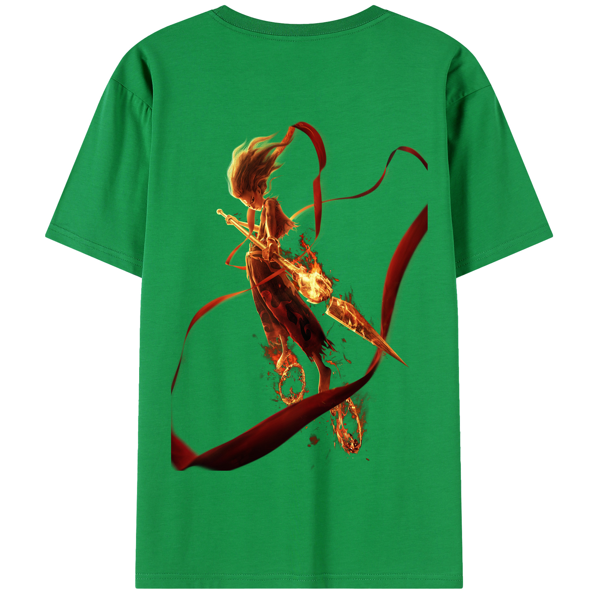 （画像用） Ne Zha 2 ナタ 魔童の大暴れ 綿100％半袖Tシャツ（背面プリント）