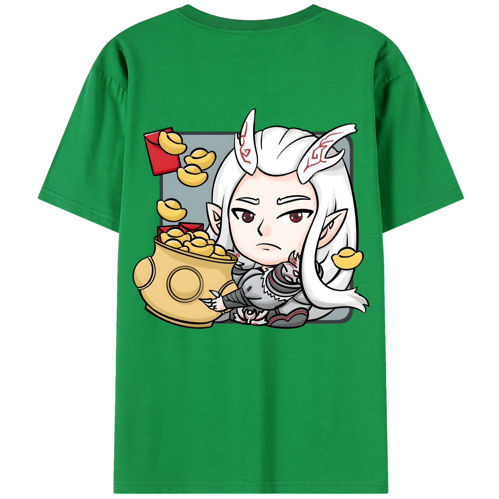 （画像用） Ne Zha 2 ナタ 魔童の大暴れ 綿100％半袖Tシャツ（背面プリント）