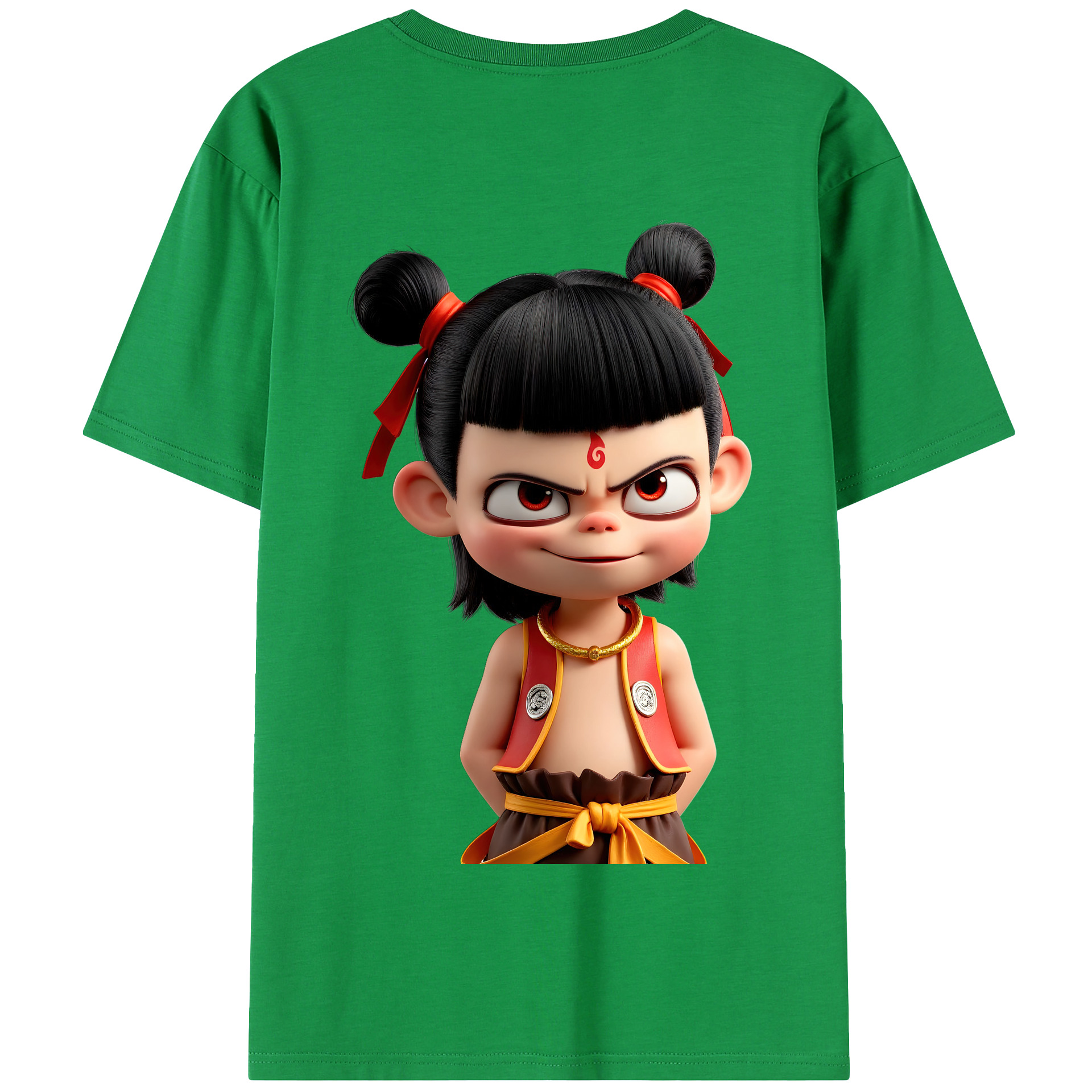 （画像用） Ne Zha 2 ナタ 魔童の大暴れ 綿100％半袖Tシャツ（背面プリント）