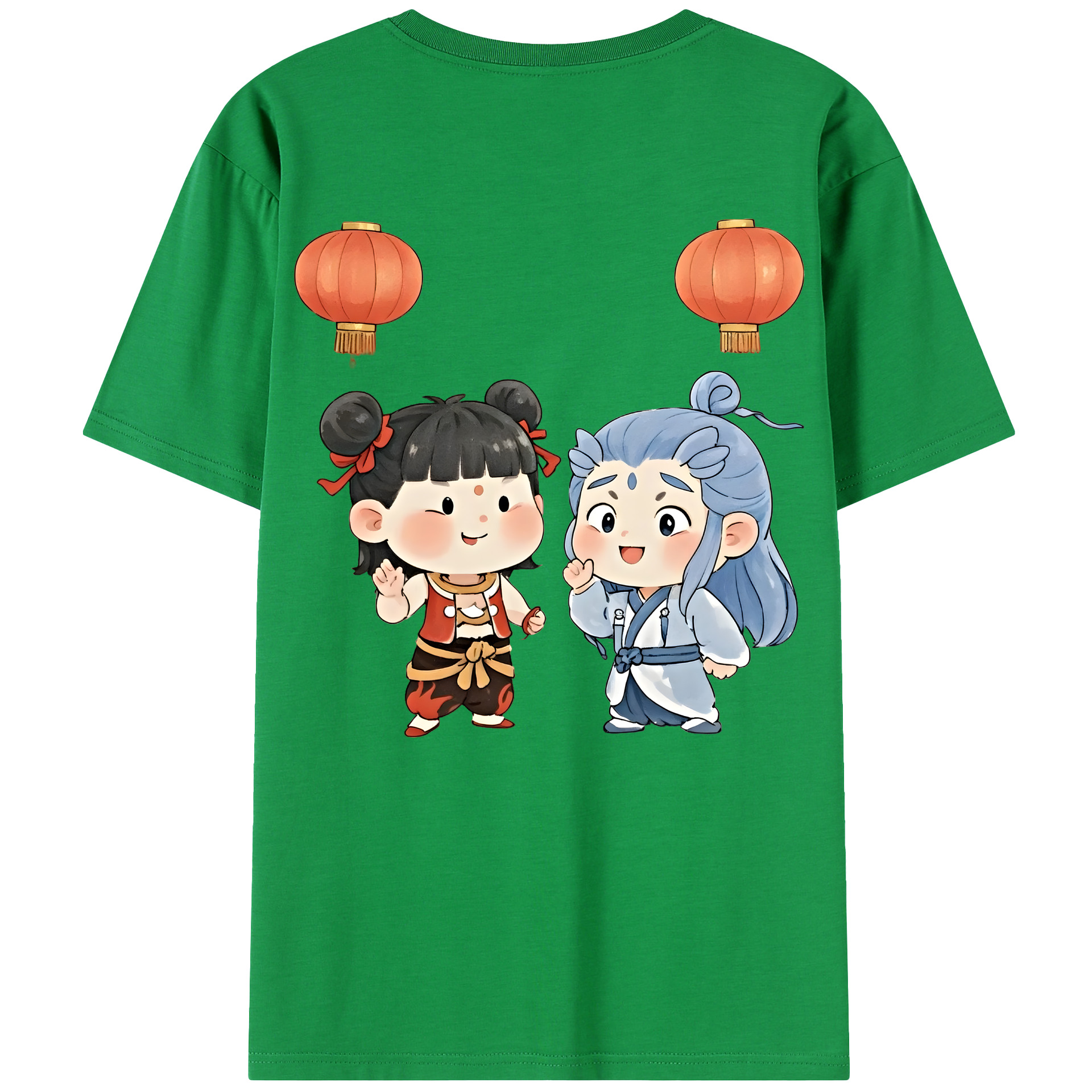 （画像用） Ne Zha 2 ナタ 魔童の大暴れ 綿100％半袖Tシャツ（背面プリント）