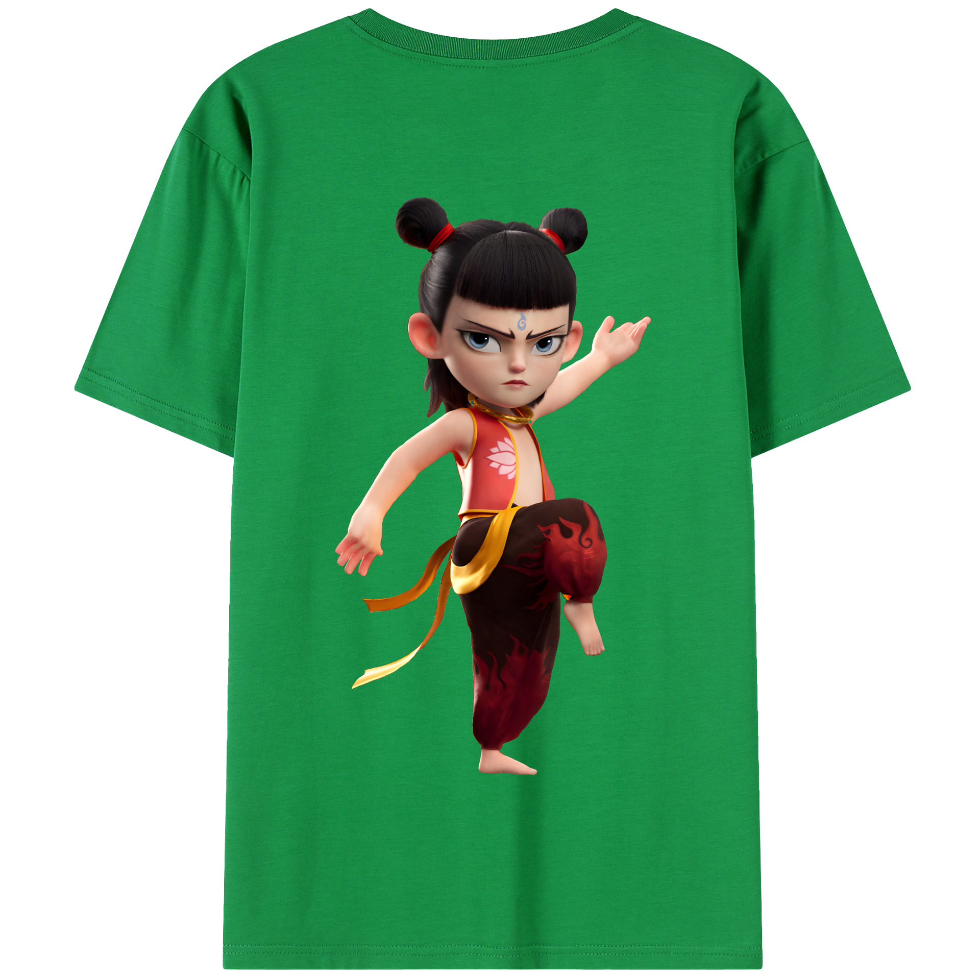 （画像用） Ne Zha 2 ナタ 魔童の大暴れ 綿100％半袖Tシャツ（背面プリント）