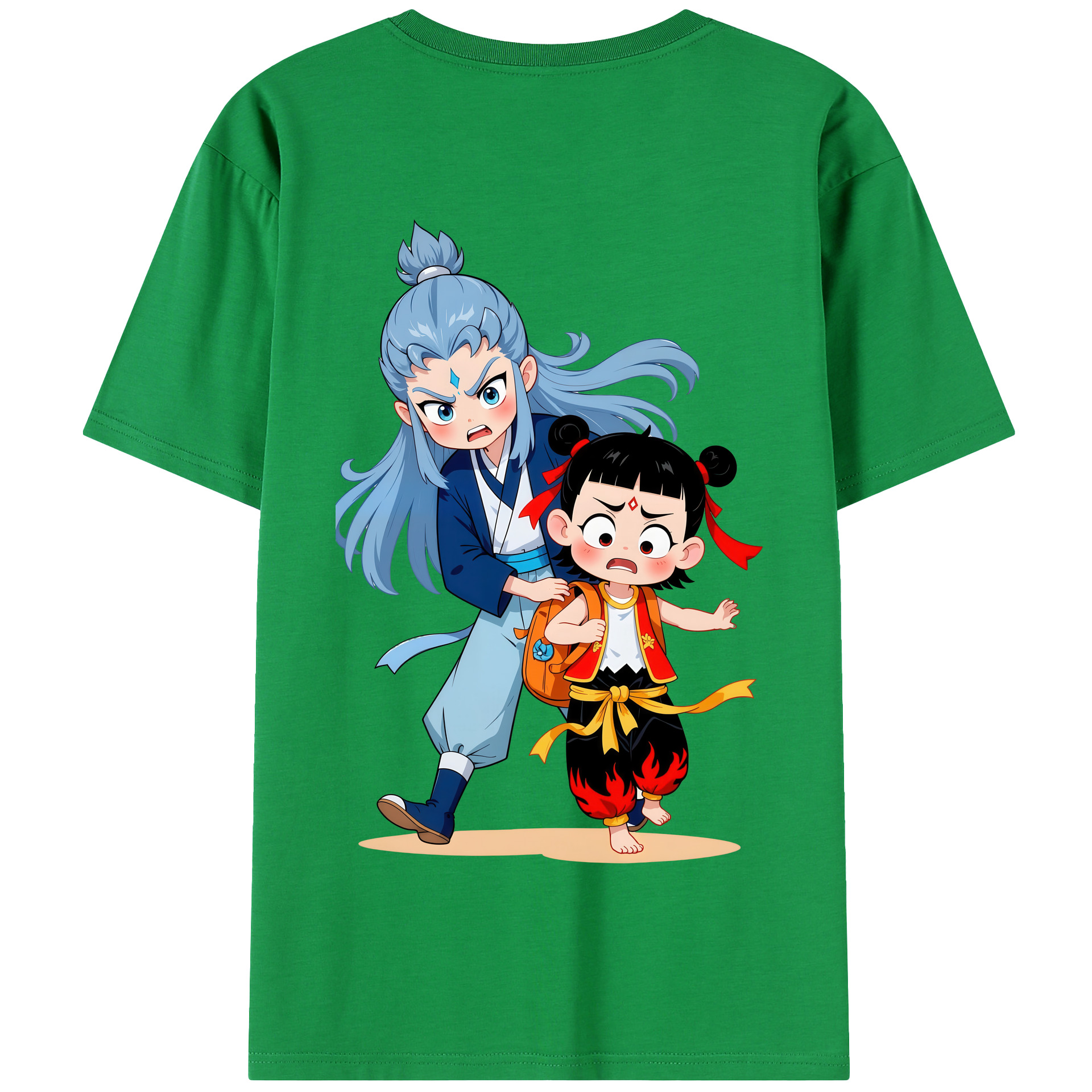（画像用） Ne Zha 2 ナタ 魔童の大暴れ 綿100％半袖Tシャツ（背面プリント）