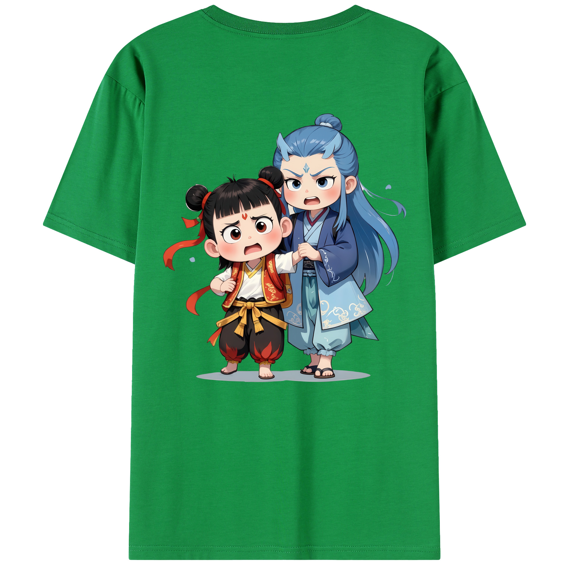 （画像用） Ne Zha 2 ナタ 魔童の大暴れ 綿100％半袖Tシャツ（背面プリント）