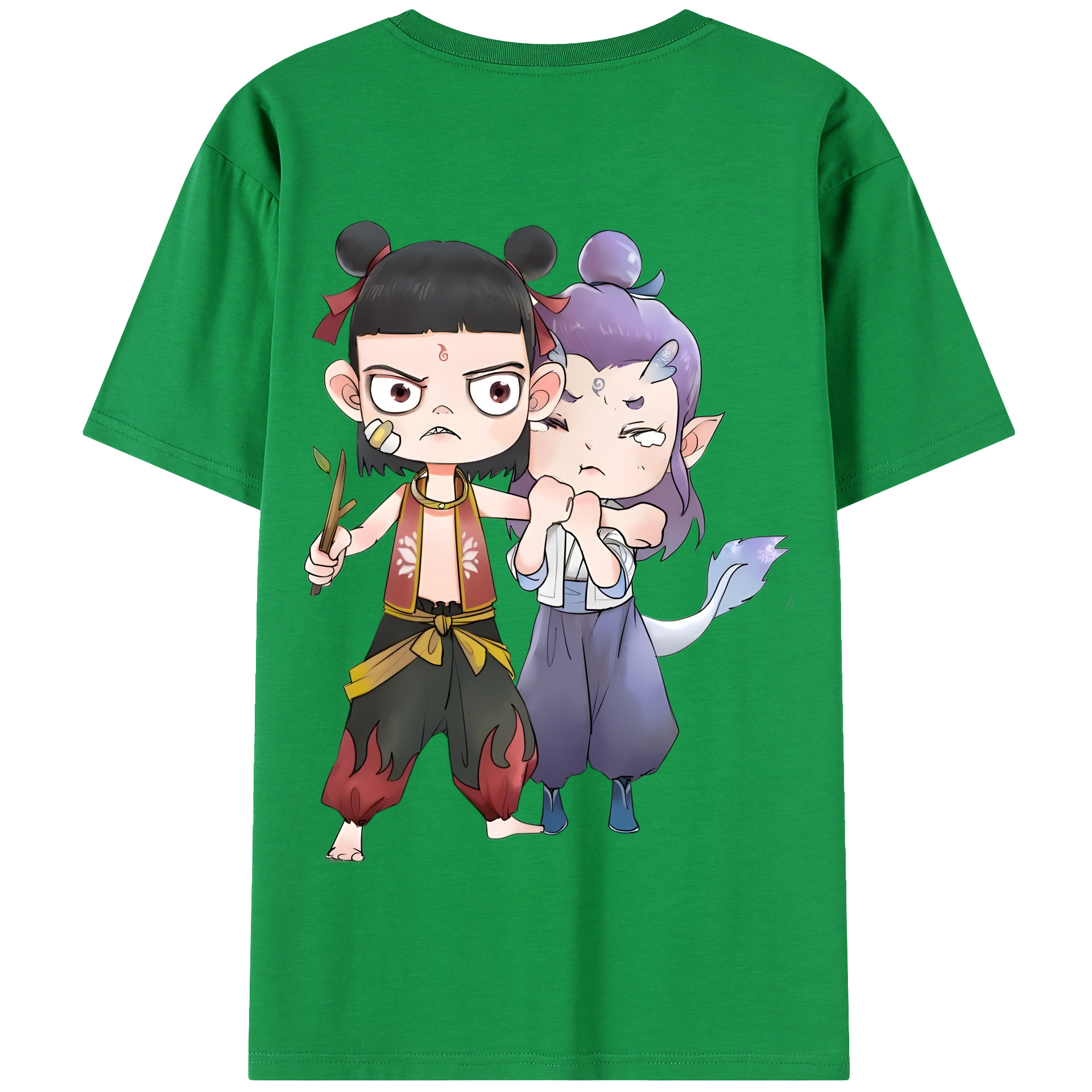 （画像用） Ne Zha 2 ナタ 魔童の大暴れ 綿100％半袖Tシャツ（背面プリント）