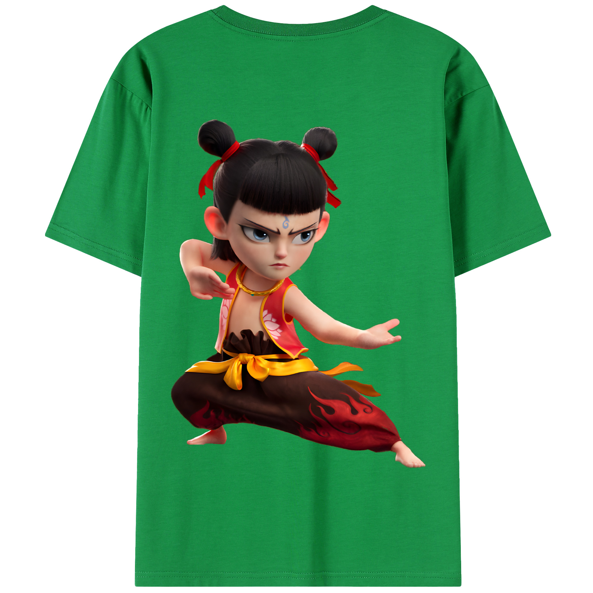 （画像用） Ne Zha 2 ナタ 魔童の大暴れ 綿100％半袖Tシャツ（背面プリント）