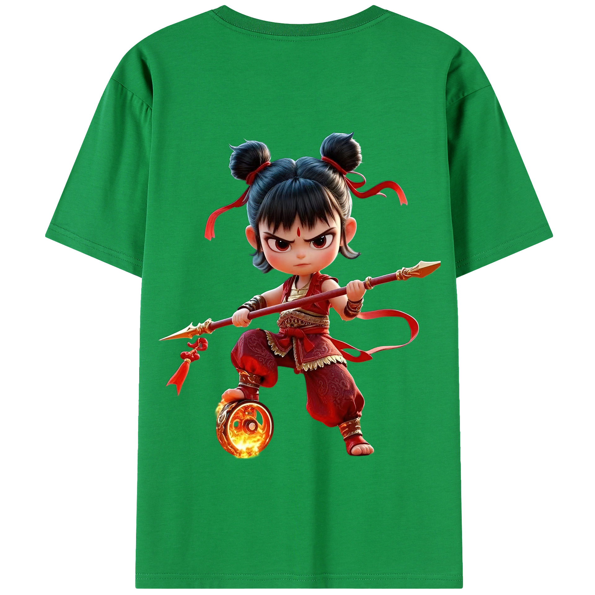 （画像用） Ne Zha 2 ナタ 魔童の大暴れ 綿100％半袖Tシャツ（背面プリント）