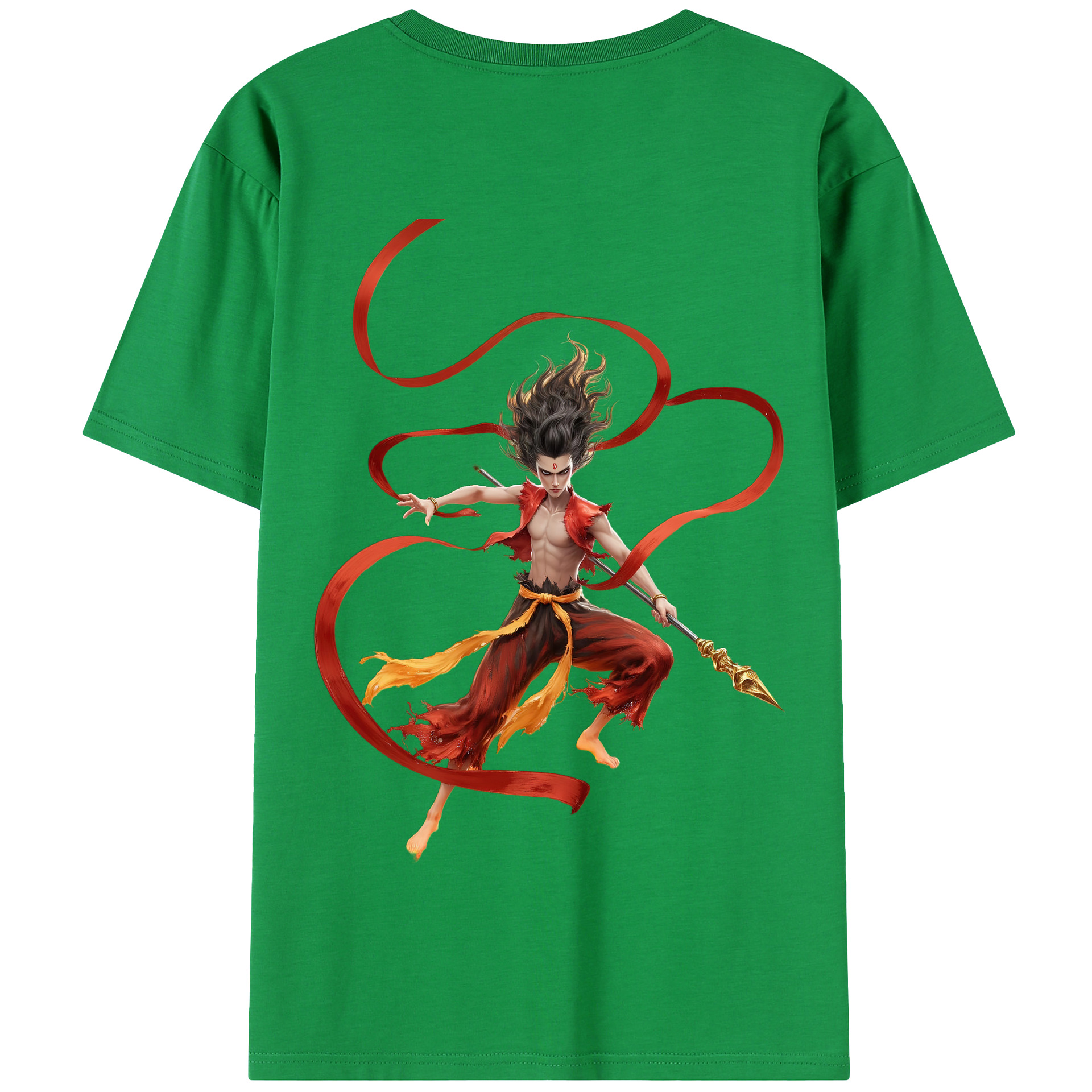 （画像用） Ne Zha 2 ナタ 魔童の大暴れ 綿100％半袖Tシャツ（背面プリント）