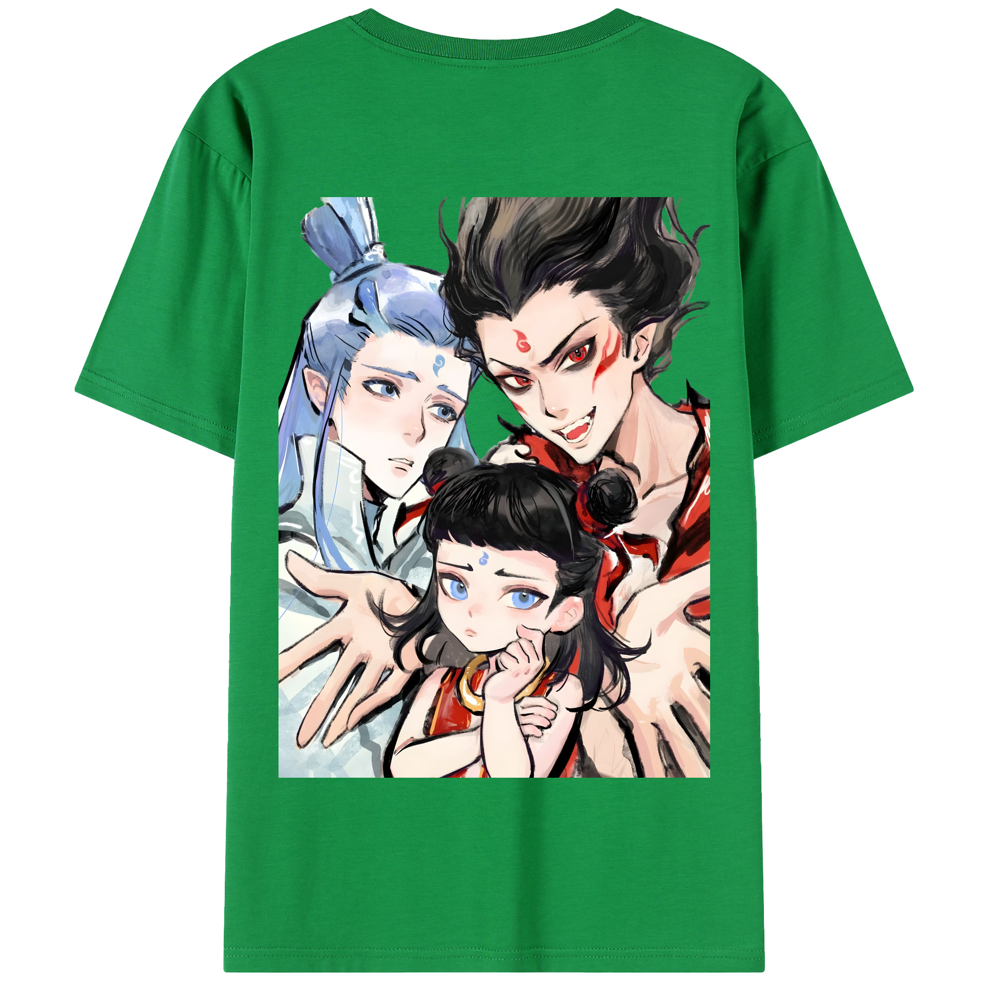 （画像用） Ne Zha 2 ナタ 魔童の大暴れ 綿100％半袖Tシャツ（背面プリント）