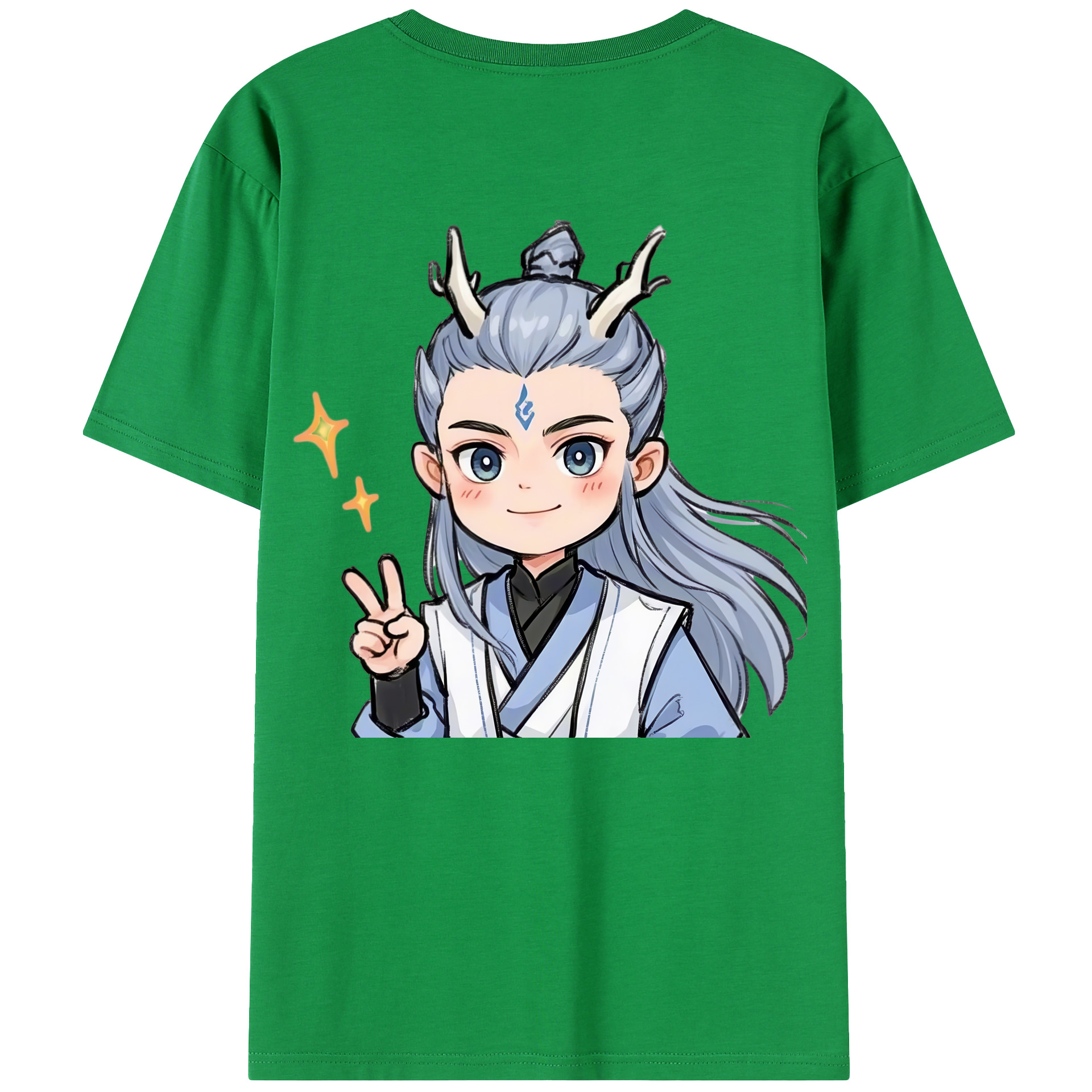 （画像用） Ne Zha 2 ナタ 魔童の大暴れ 綿100％半袖Tシャツ（背面プリント）