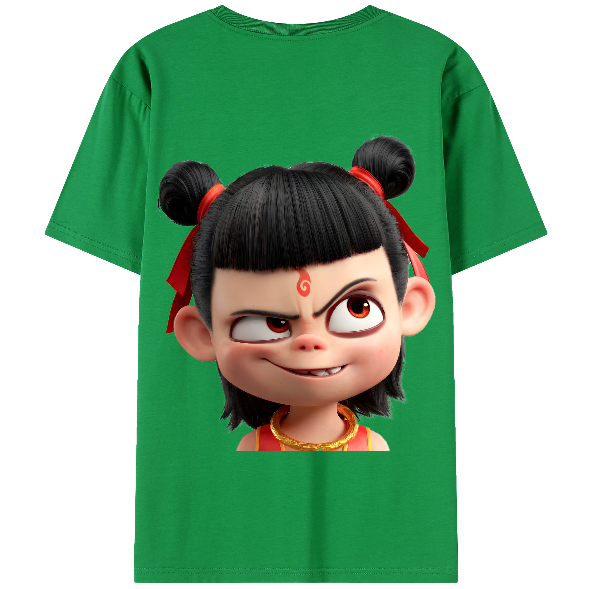 （画像用） Ne Zha 2 ナタ 魔童の大暴れ 綿100％半袖Tシャツ（背面プリント）