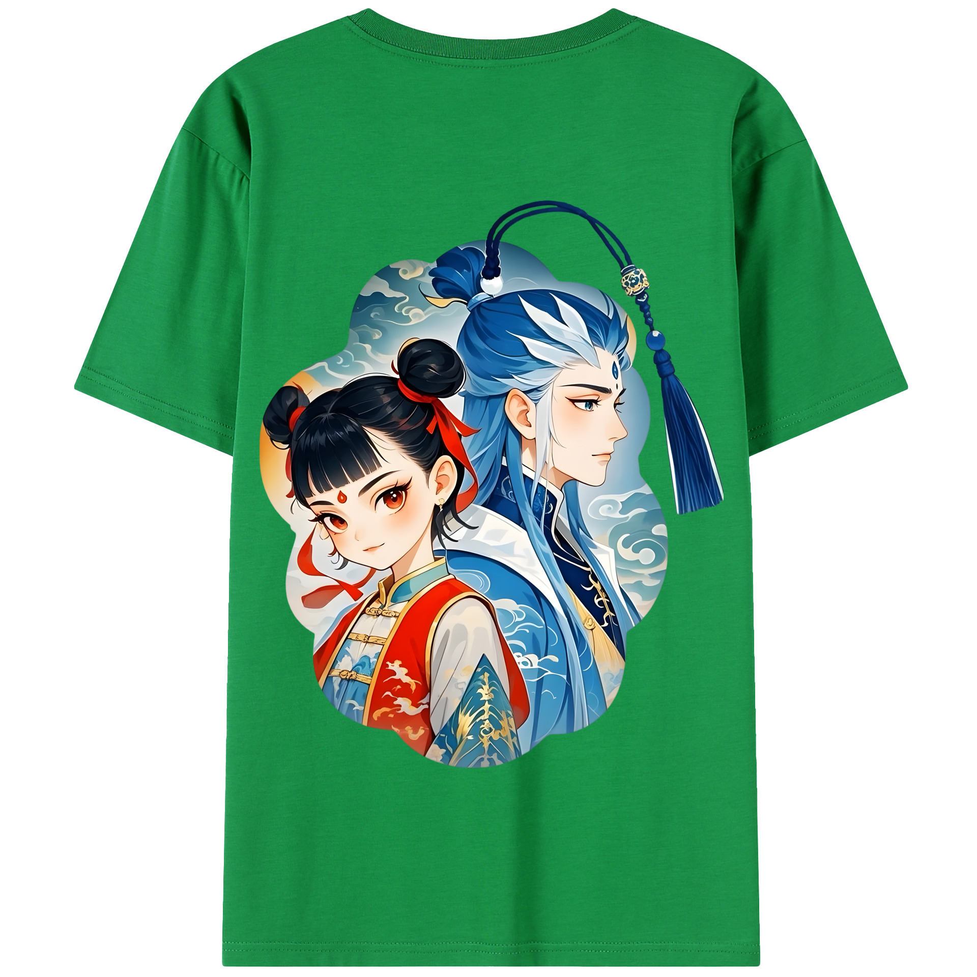 （画像用） Ne Zha 2 ナタ 魔童の大暴れ 綿100％半袖Tシャツ（背面プリント）
